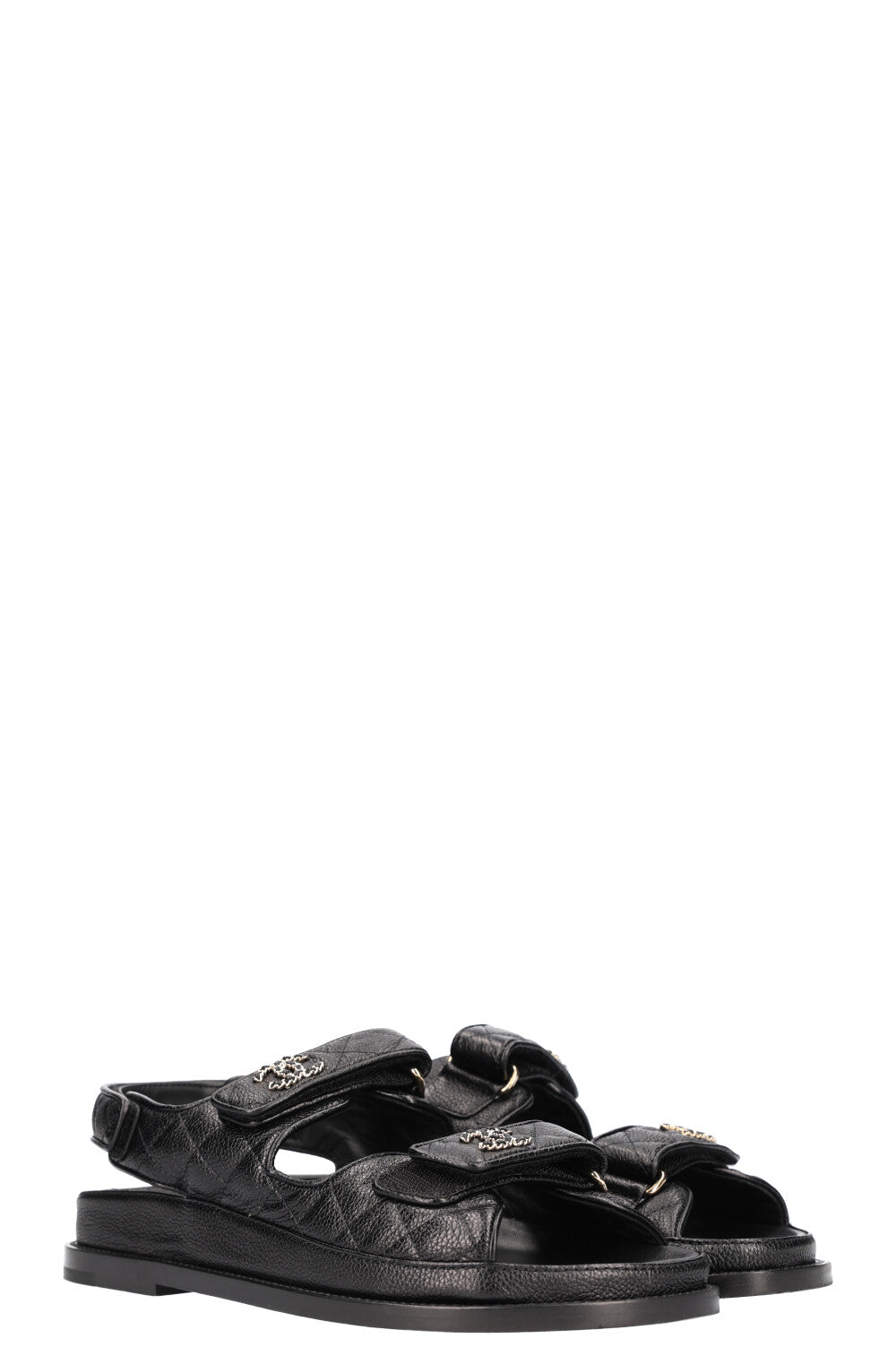 CHANEL Dad Sandals Caviar Black