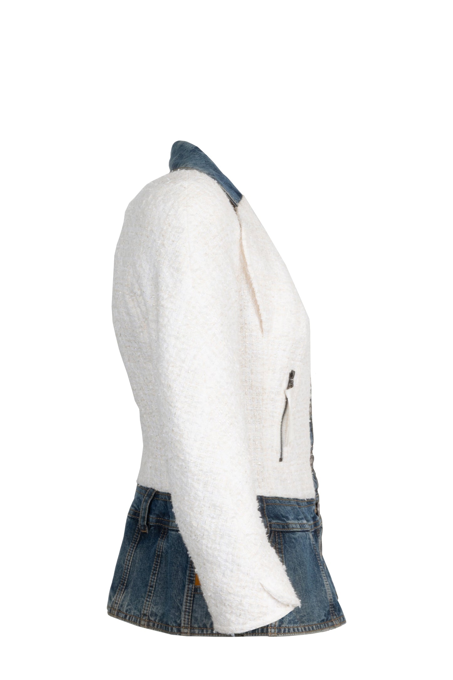 CHRISTIAN DIOR Jacket Tweed White Denim Blue