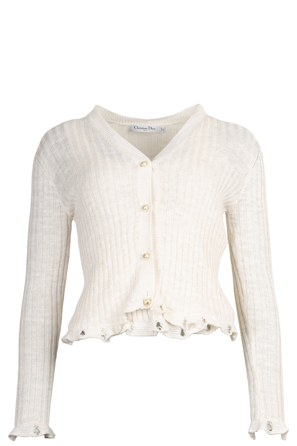 CHRISTIAN DIOR Knit Twinset Linen Cashmere Ivory