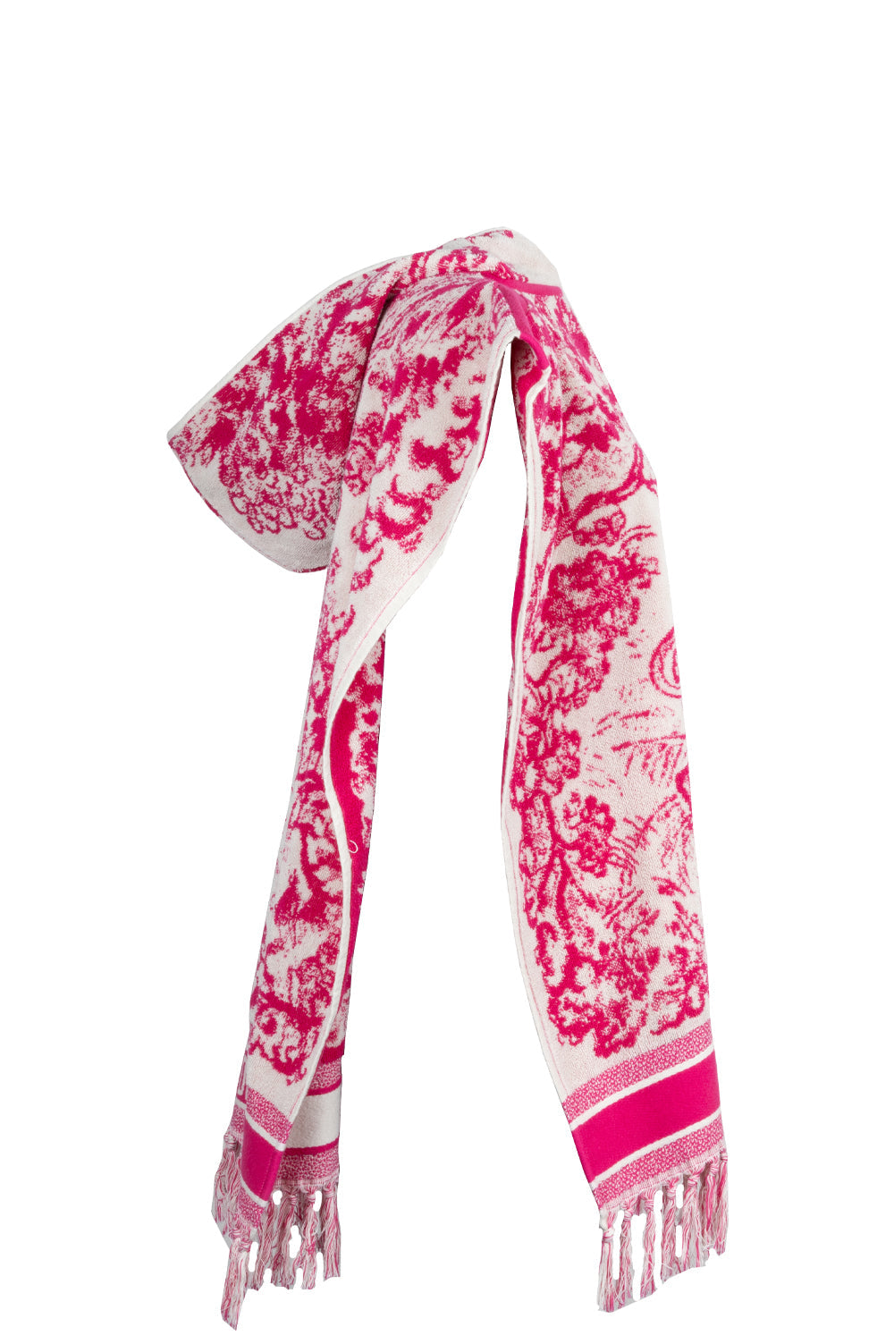 CHRISTIAN DIOR Terry Cloth Fringed Poncho Pink Toile De Jouy