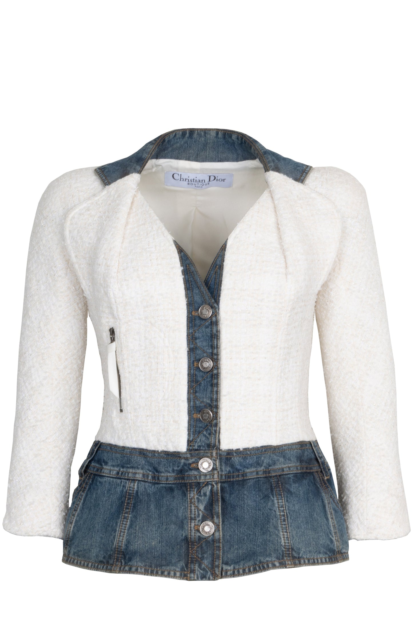 CHRISTIAN DIOR Jacket Tweed White Denim Blue