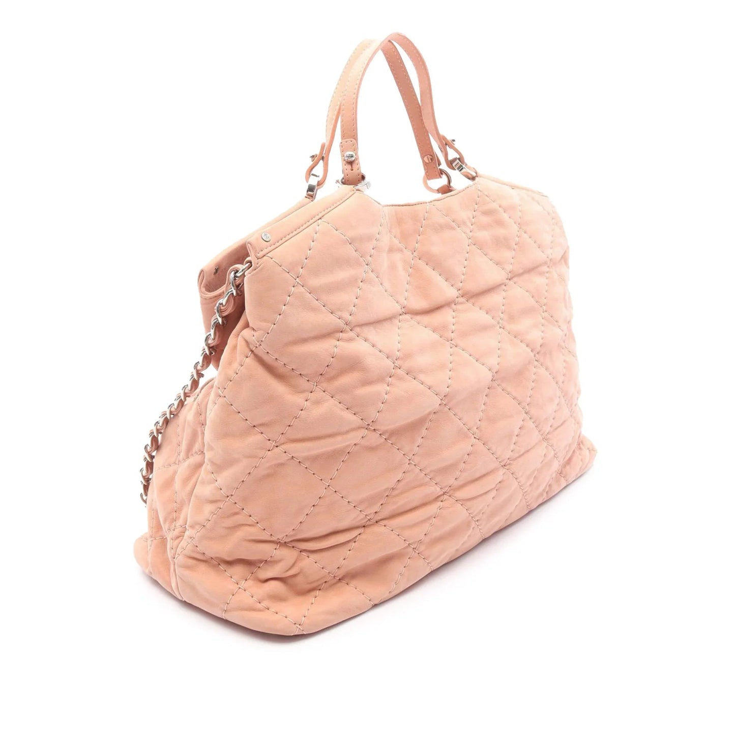 Pink Chanel Large CC Quilted Suede Sea Hit Tote Satchel