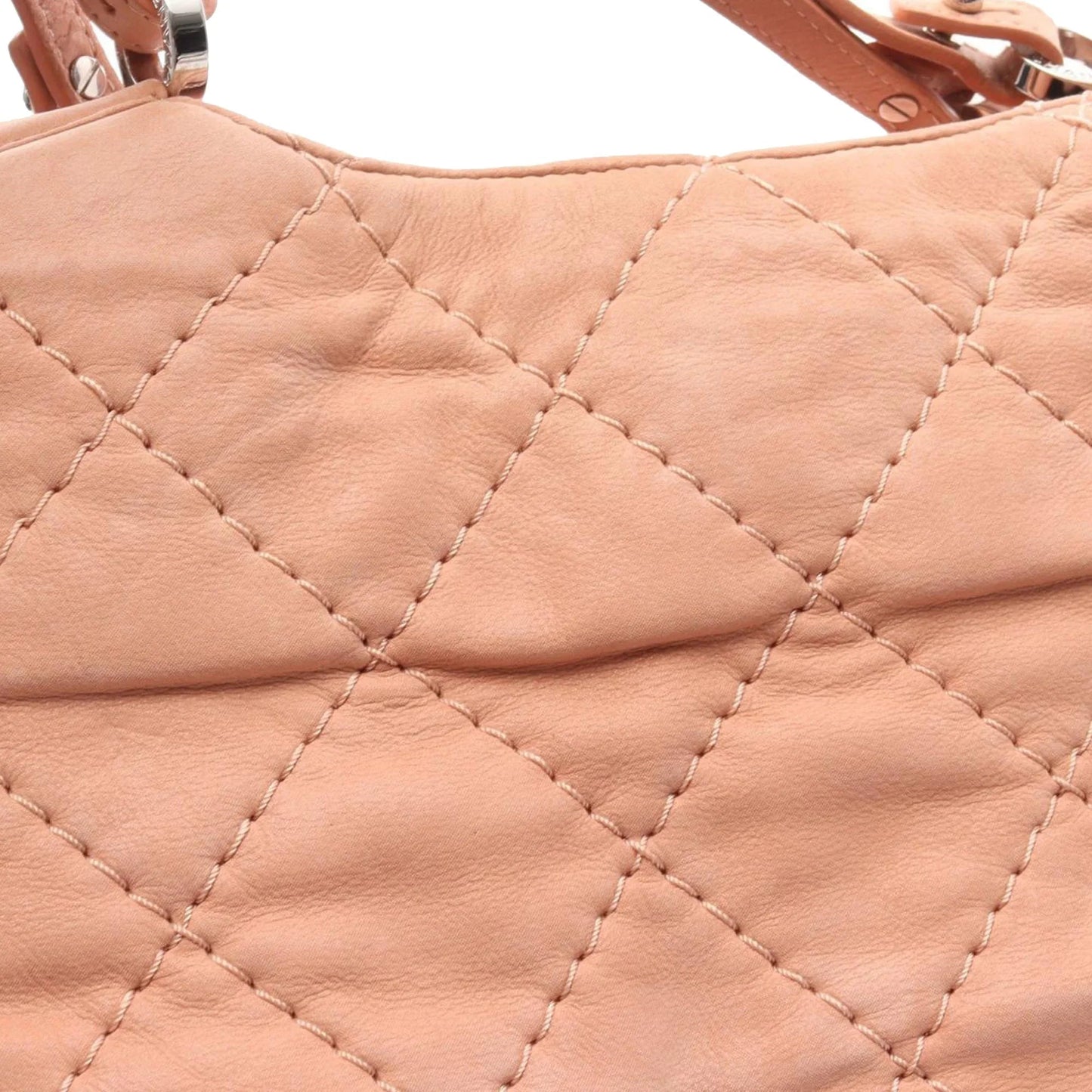 Pink Chanel Large CC Quilted Suede Sea Hit Tote Satchel