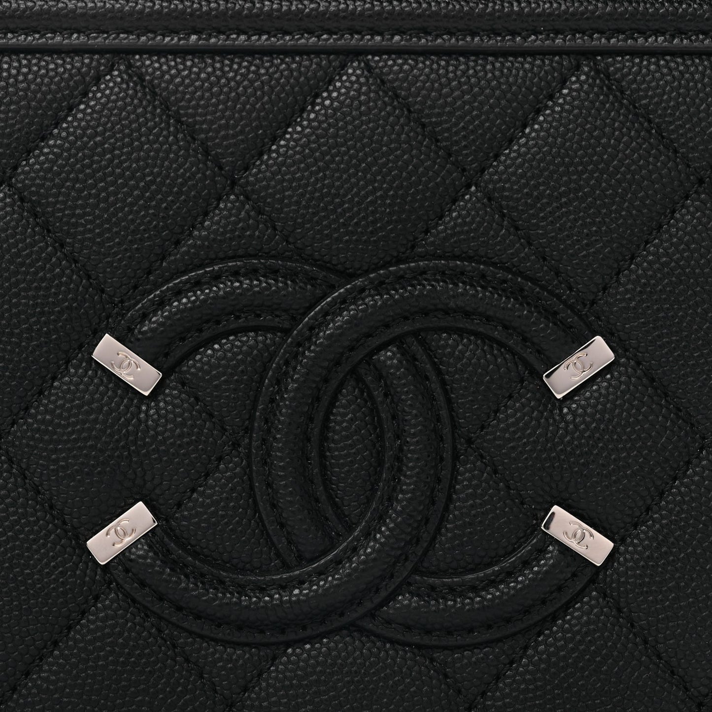 Chanel Caviar Quilted Small CC Filigree Vanity Case Black