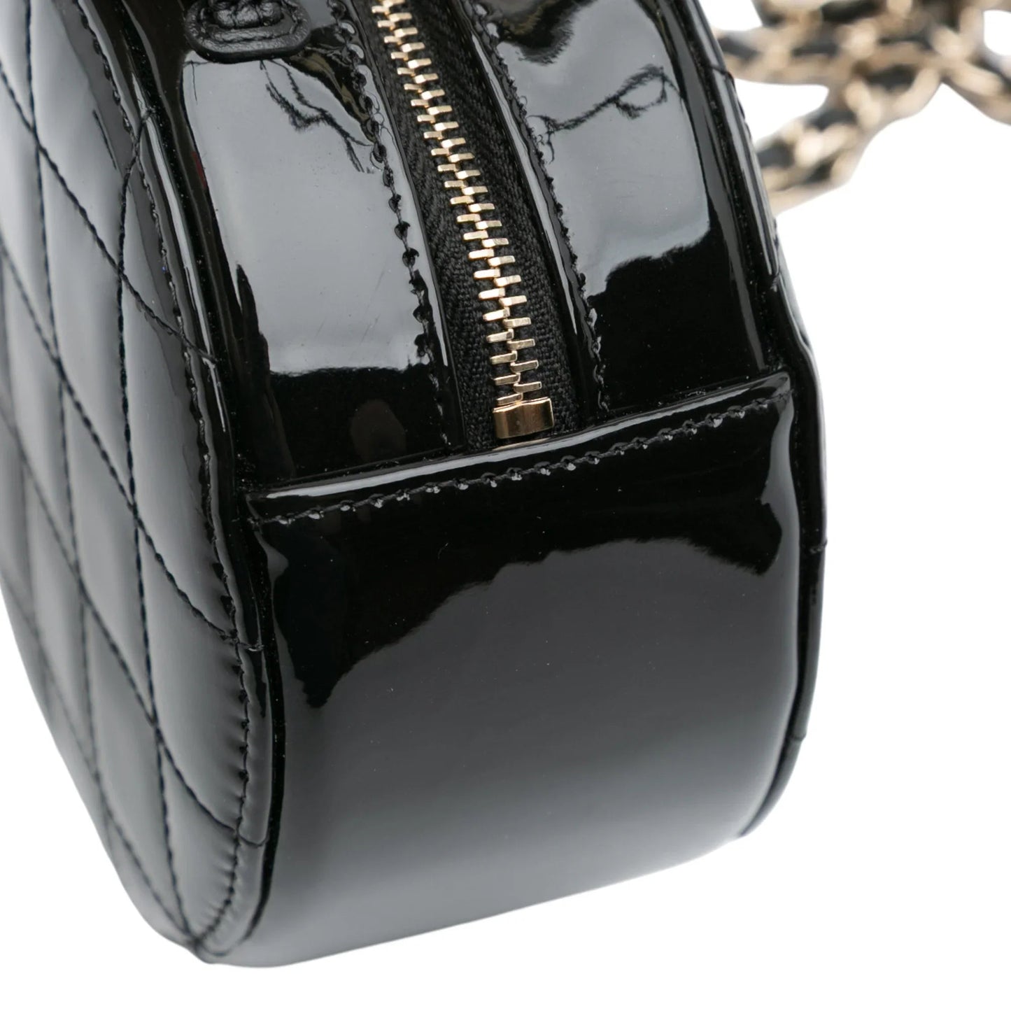 Black Chanel Quilted Patent Round As Earth Crossbody