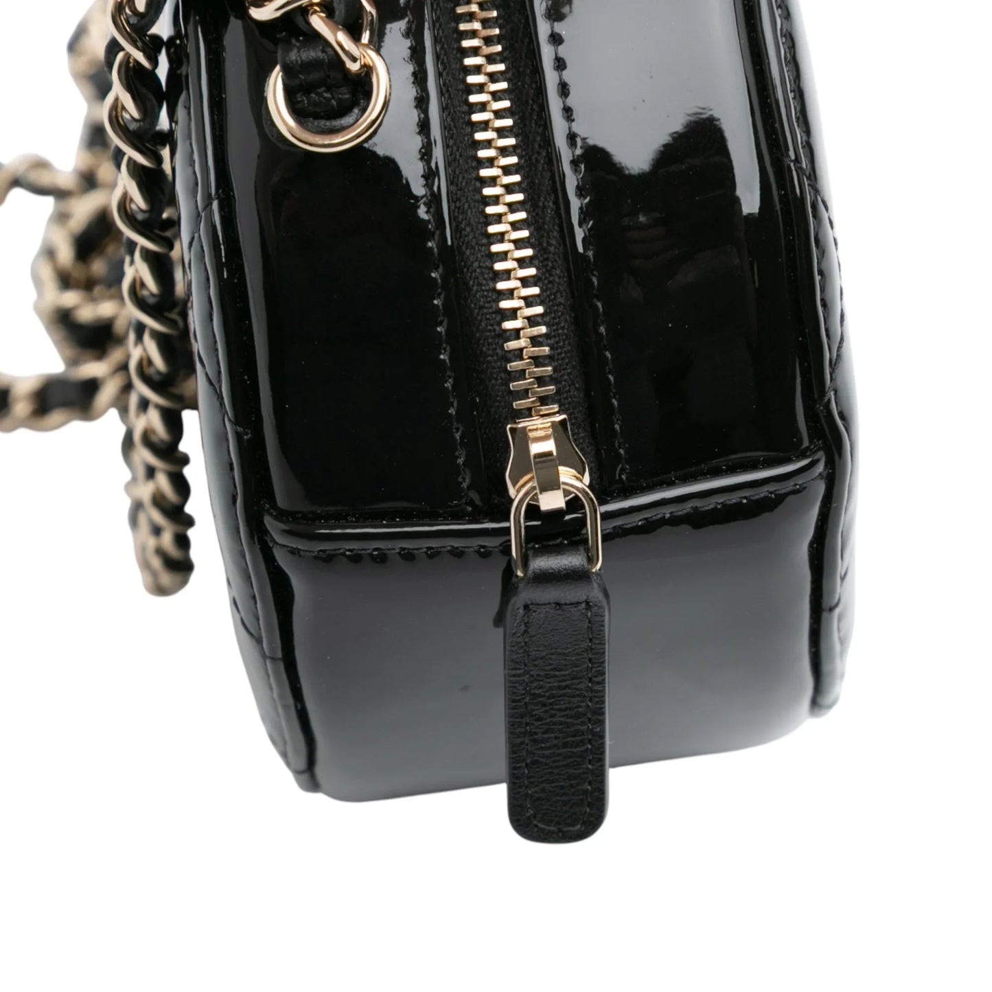 Black Chanel Quilted Patent Round As Earth Crossbody