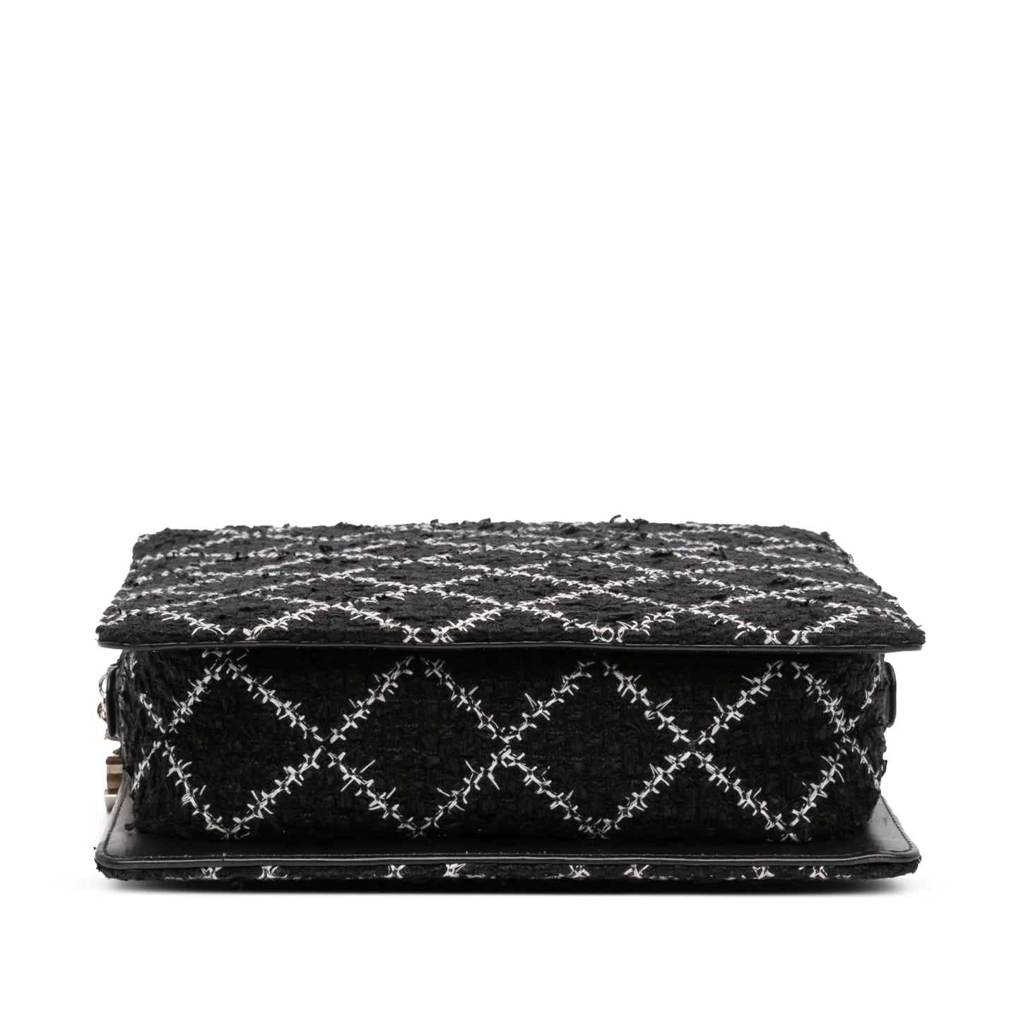 Black Chanel Tweed and Resin Zipped Chain Shopping Bag
