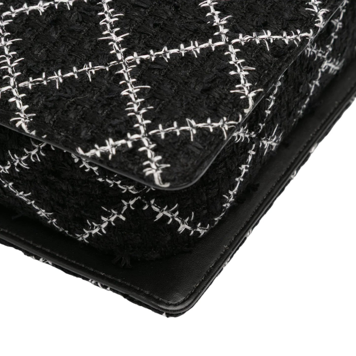 Black Chanel Tweed and Resin Zipped Chain Shopping Bag