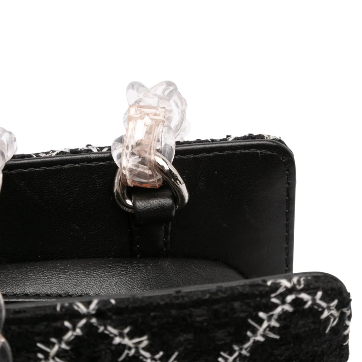 Black Chanel Tweed and Resin Zipped Chain Shopping Bag