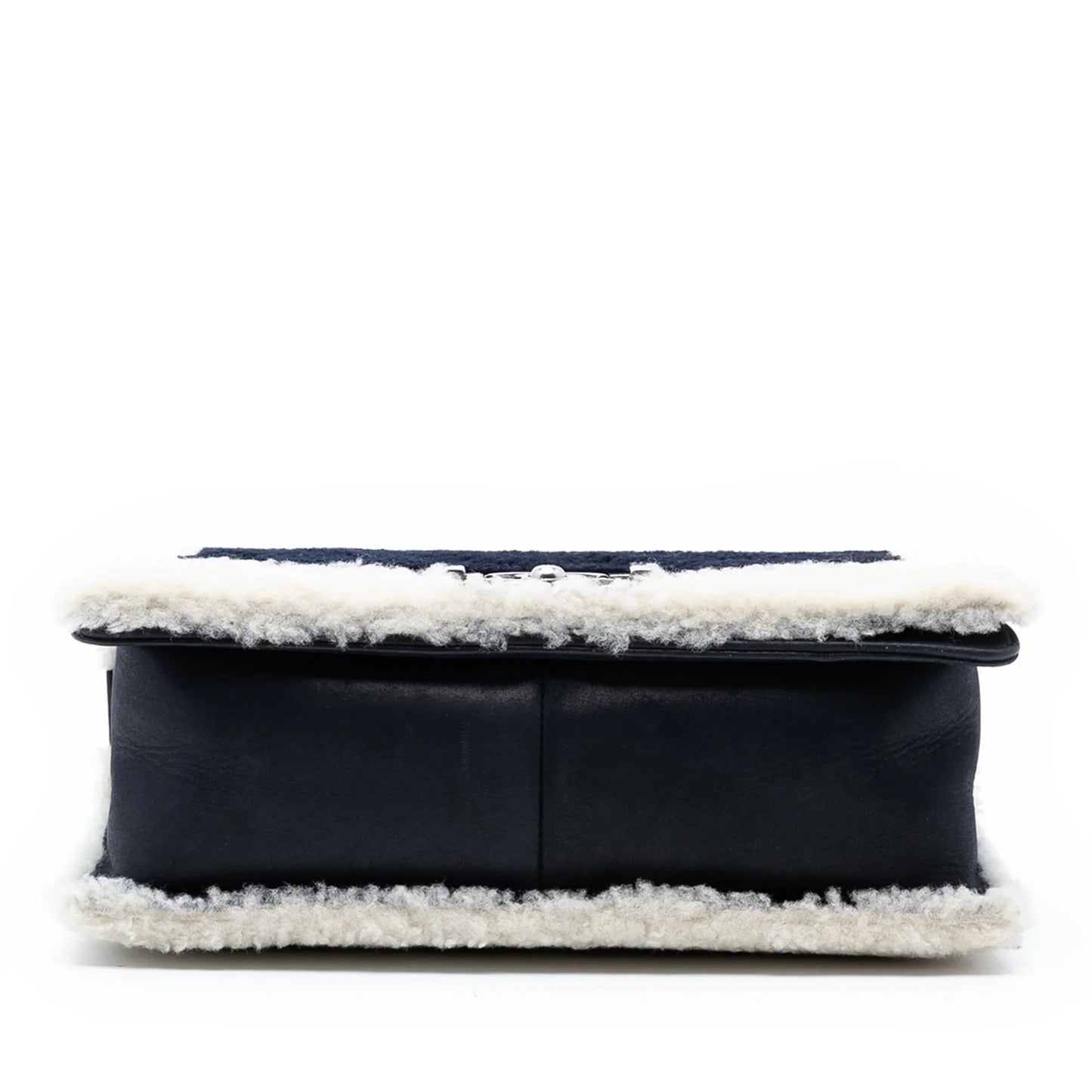 Black Chanel Old Medium Bicolor Shearling Boy Flap Crossbody Bag