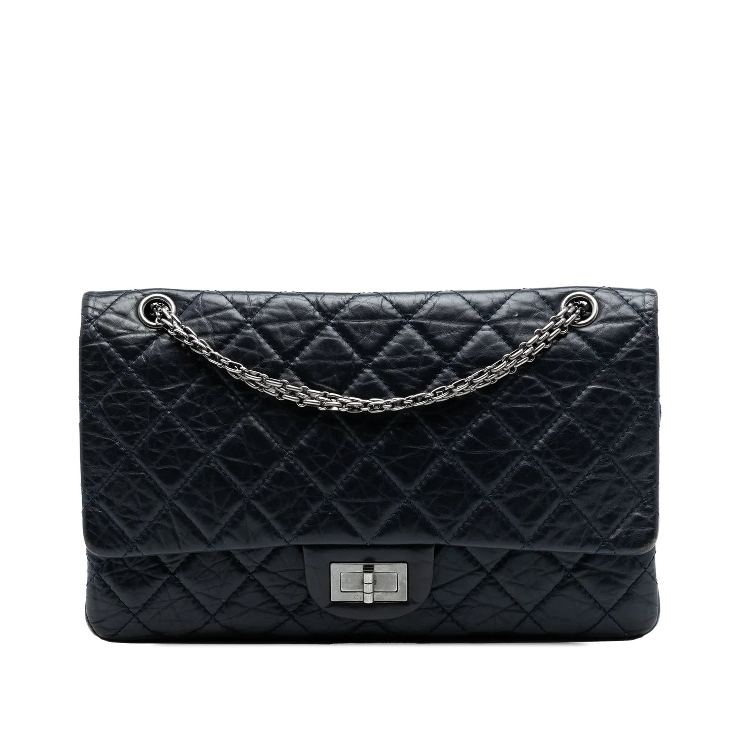 Blue Chanel Aged Calfskin Reissue 2.55 Double Flap 227 Shoulder Bag