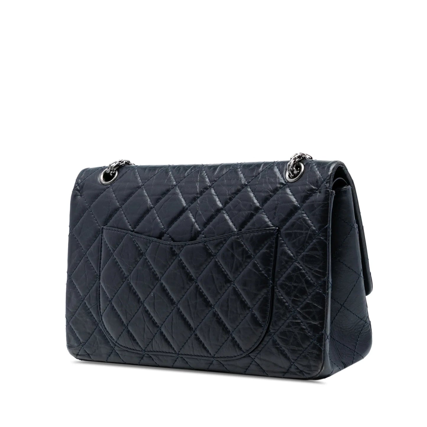 Blue Chanel Aged Calfskin Reissue 2.55 Double Flap 227 Shoulder Bag