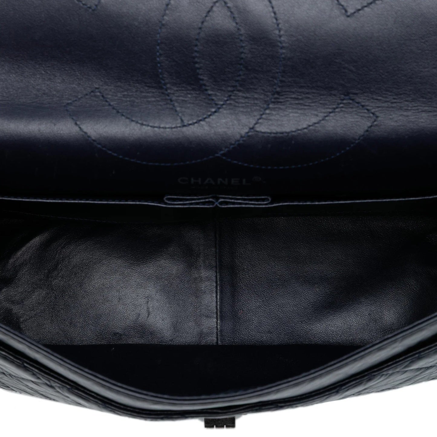Blue Chanel Aged Calfskin Reissue 2.55 Double Flap 227 Shoulder Bag