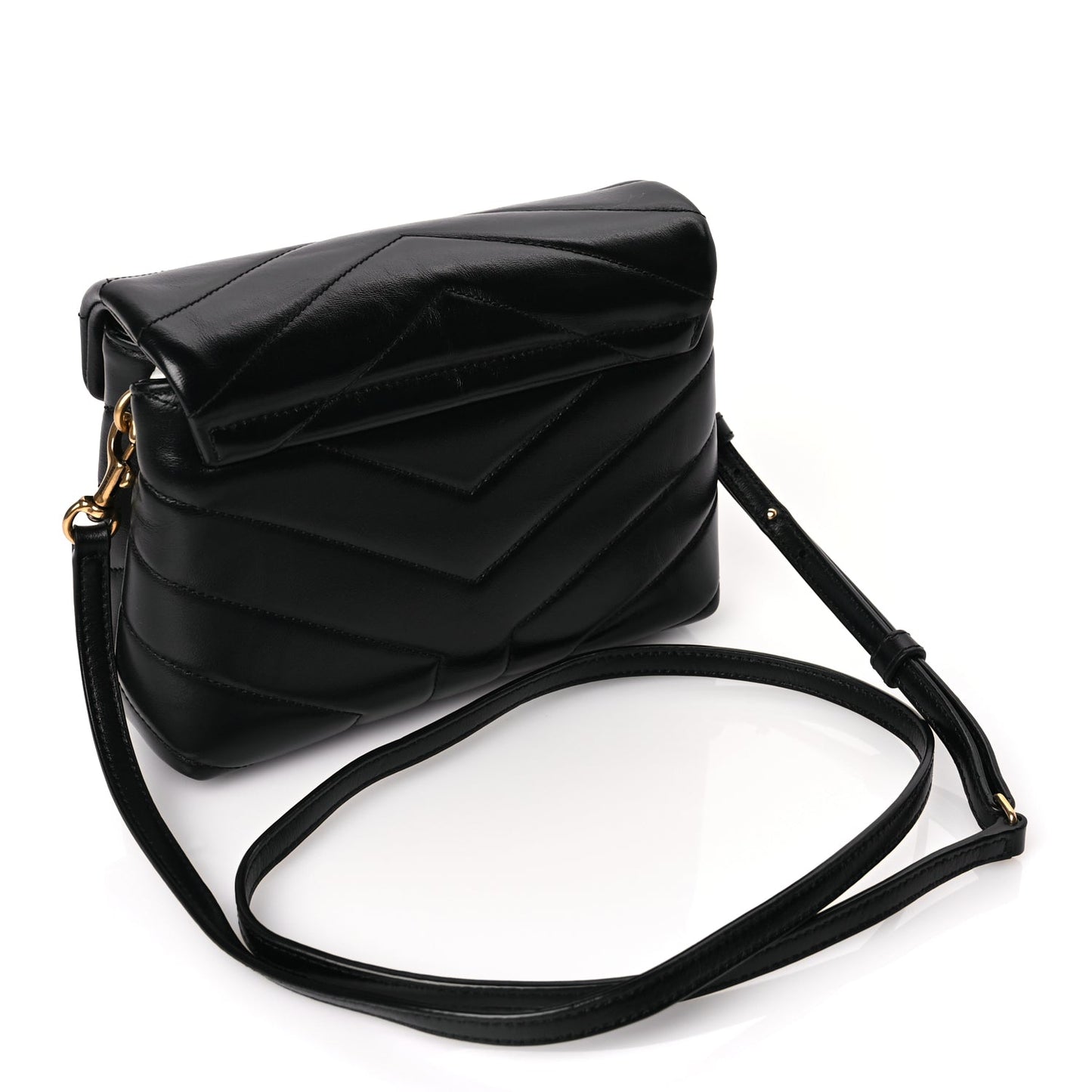 Saint Laurent Calfskin Y Quilted Monogram Toy Loulou Crossbody Bag Black