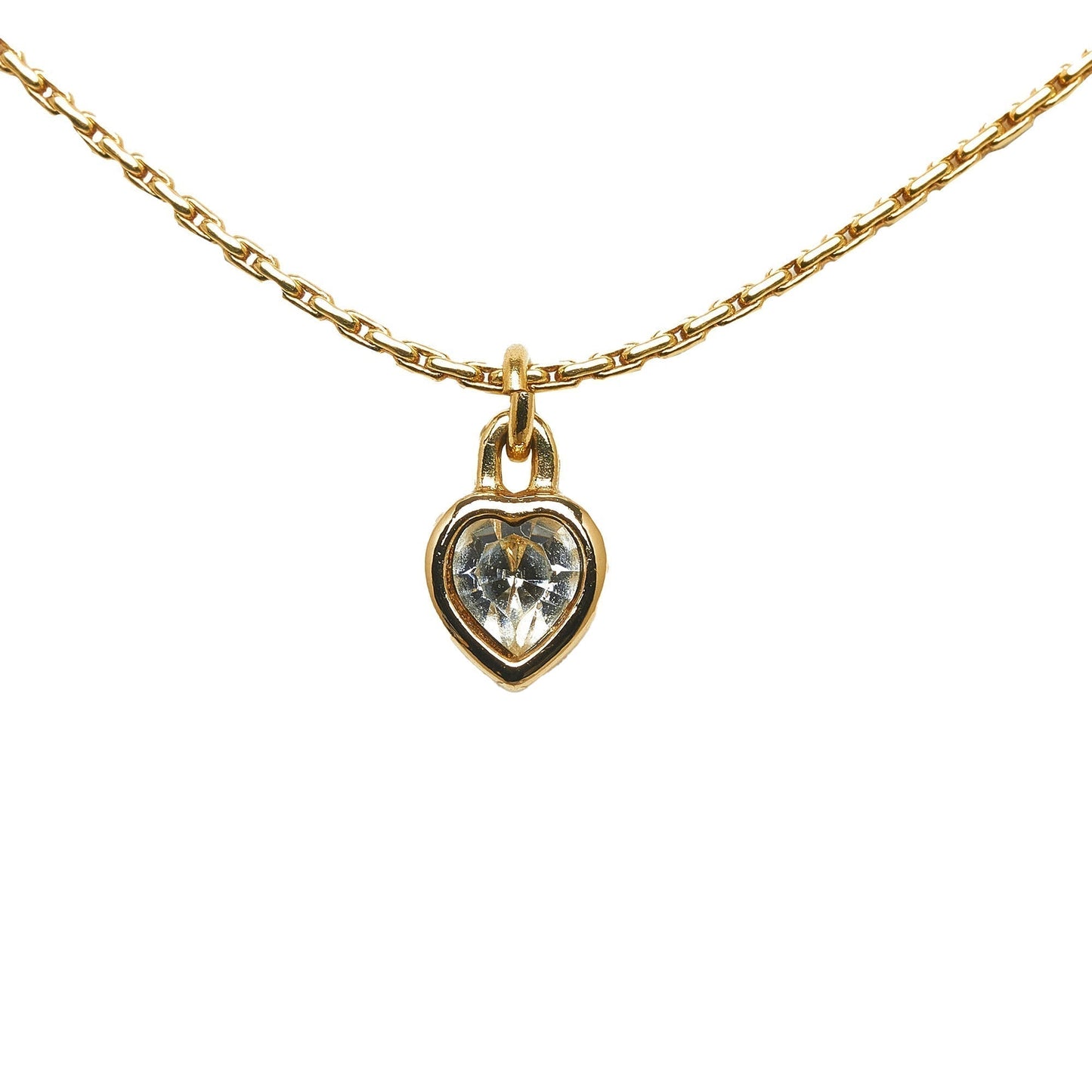 DIOR Rhinestone Heart Pendant Necklace Costume Necklace