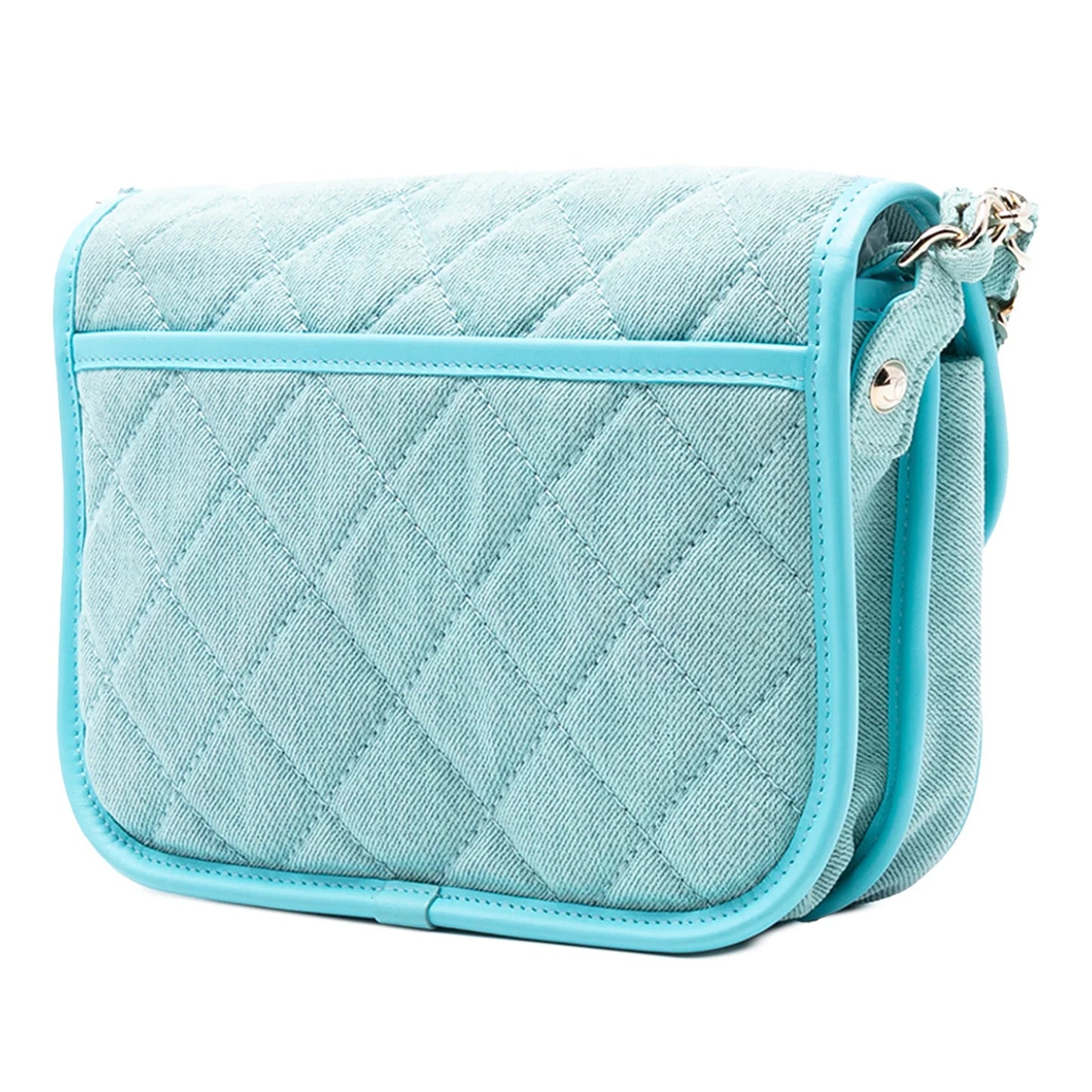 Blue Chanel Small CC Quilted Denim Messenger Flap Crossbody Bag
