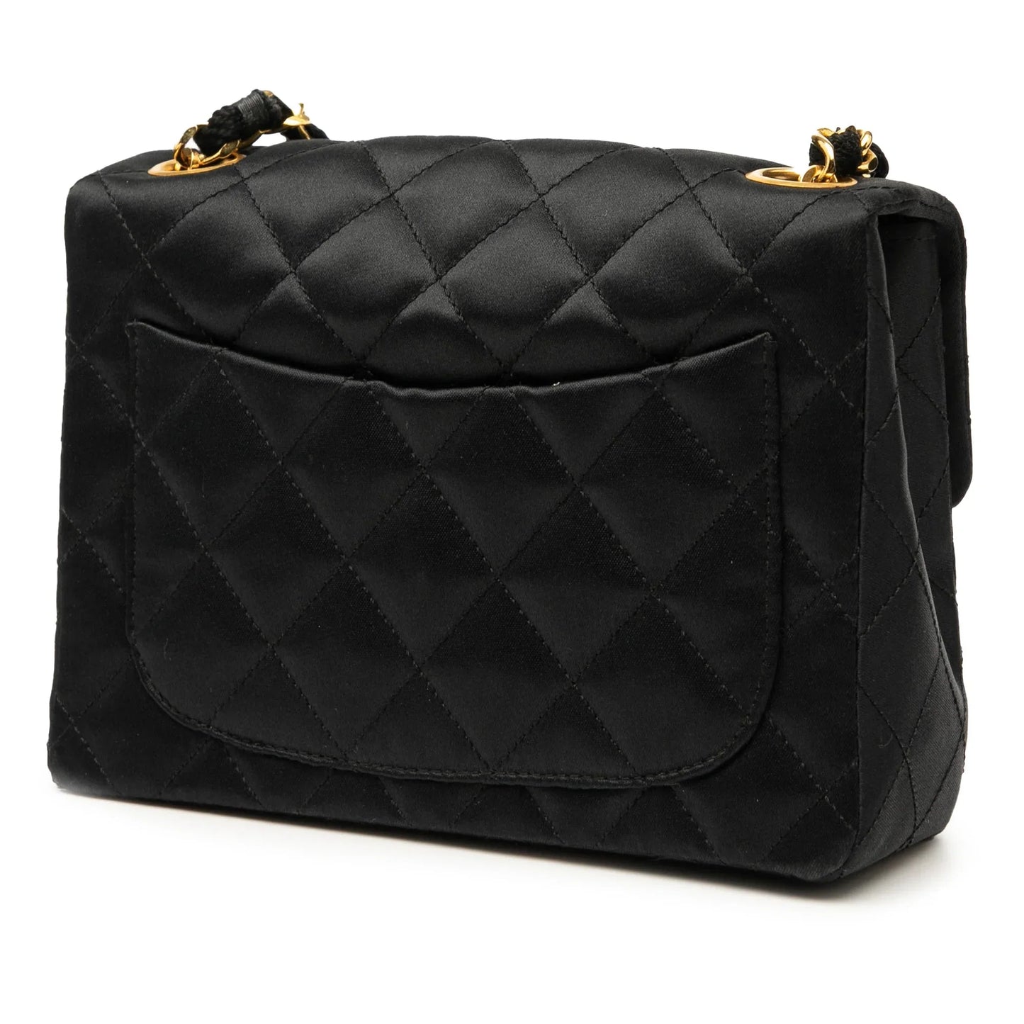 Black Chanel Mini Square Classic Satin Single Flap Crossbody Bag