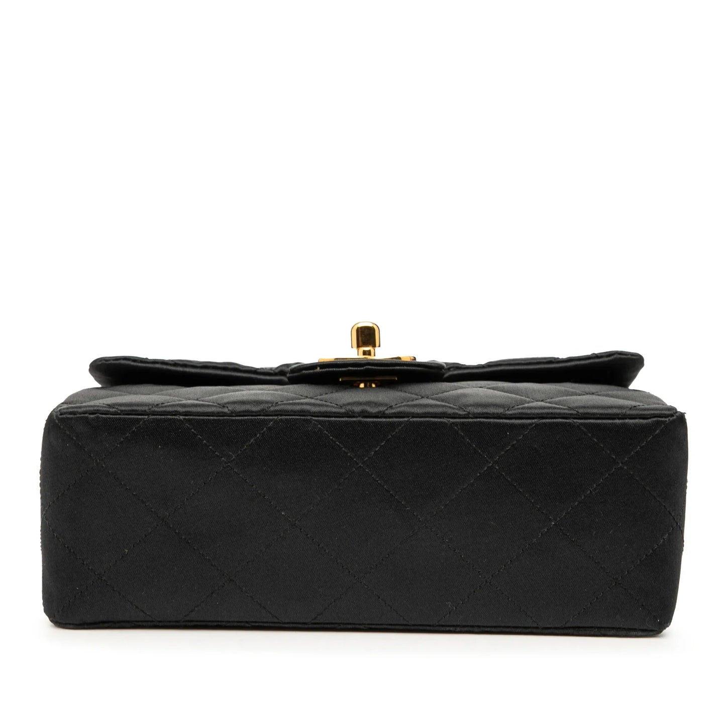 Black Chanel Mini Square Classic Satin Single Flap Crossbody Bag