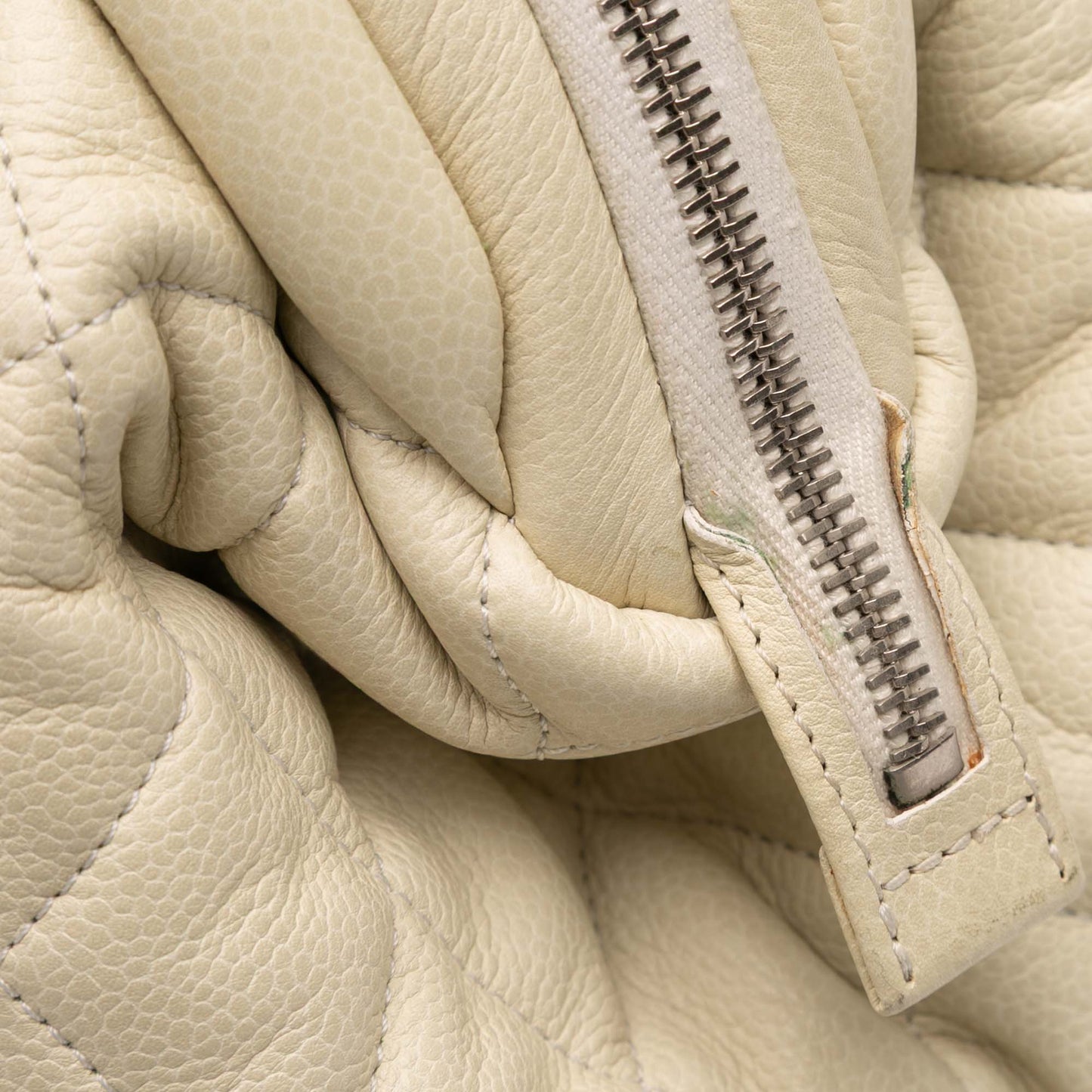 White Chanel Quilted Caviar Coco Cocoon Bowler Bag