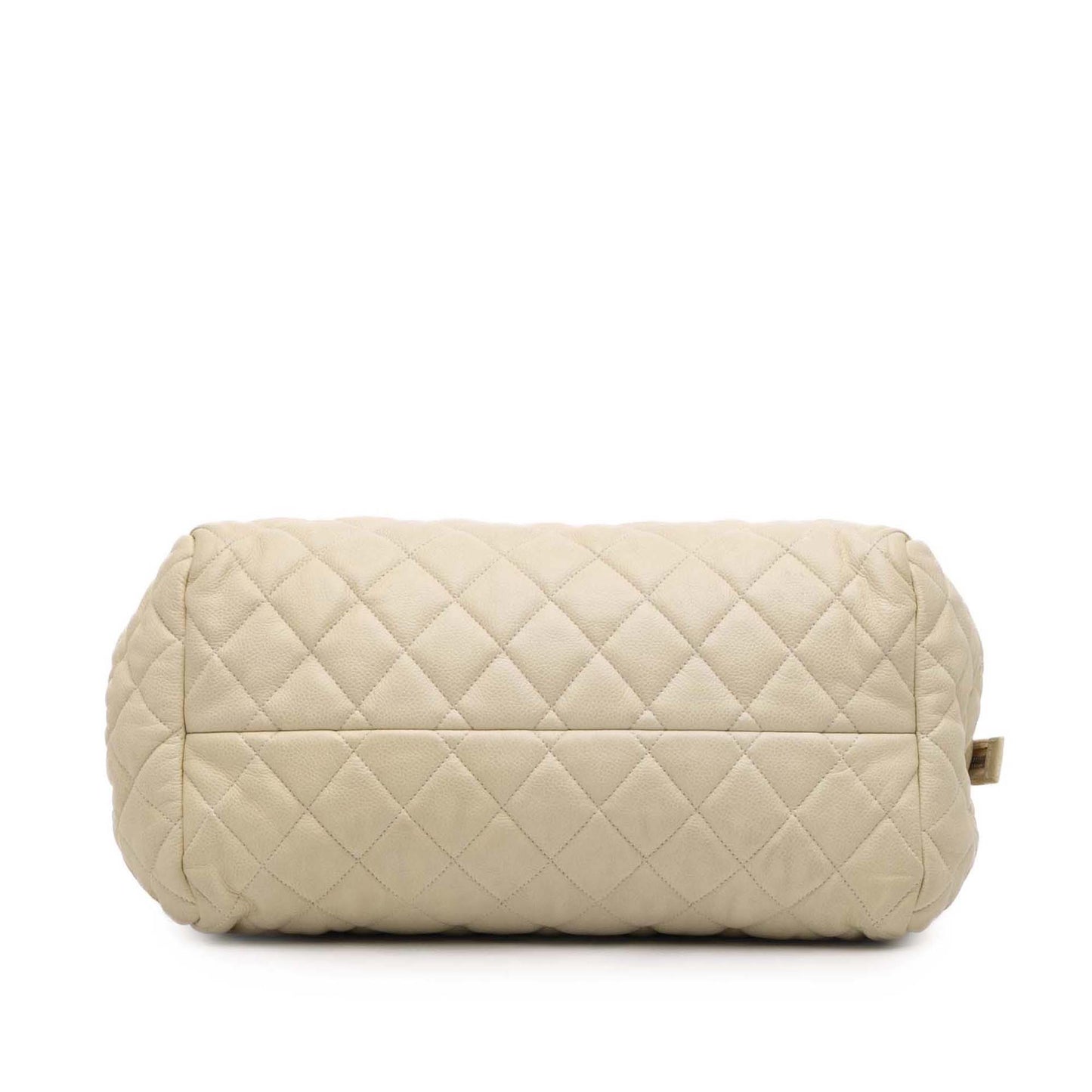 White Chanel Quilted Caviar Coco Cocoon Bowler Bag