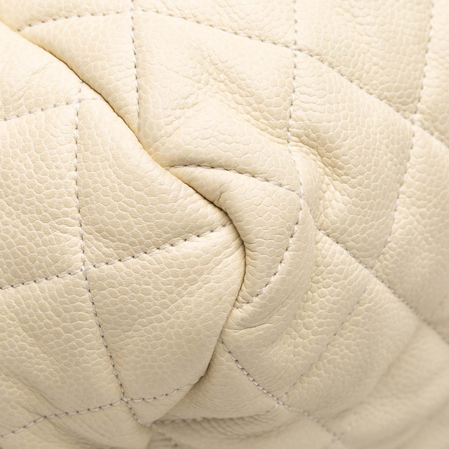 White Chanel Quilted Caviar Coco Cocoon Bowler Bag
