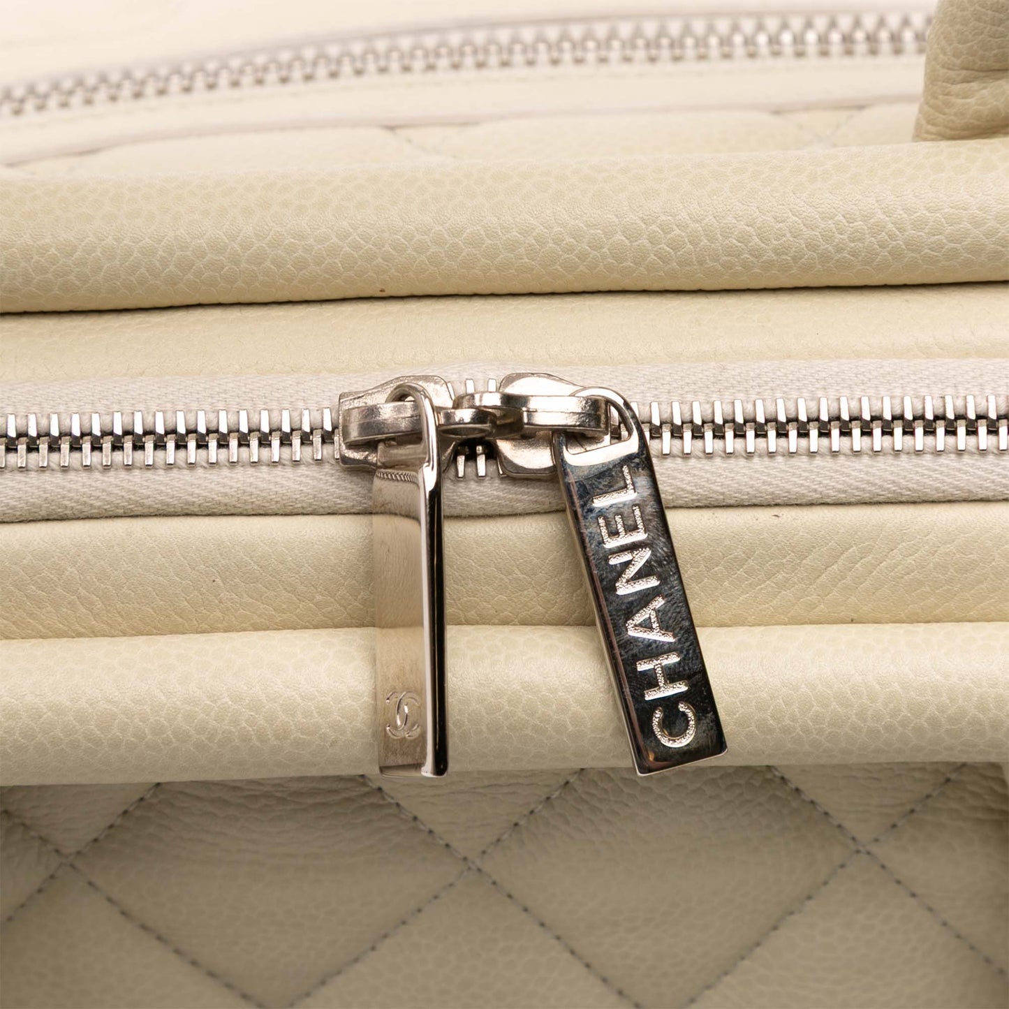 White Chanel Quilted Caviar Coco Cocoon Bowler Bag
