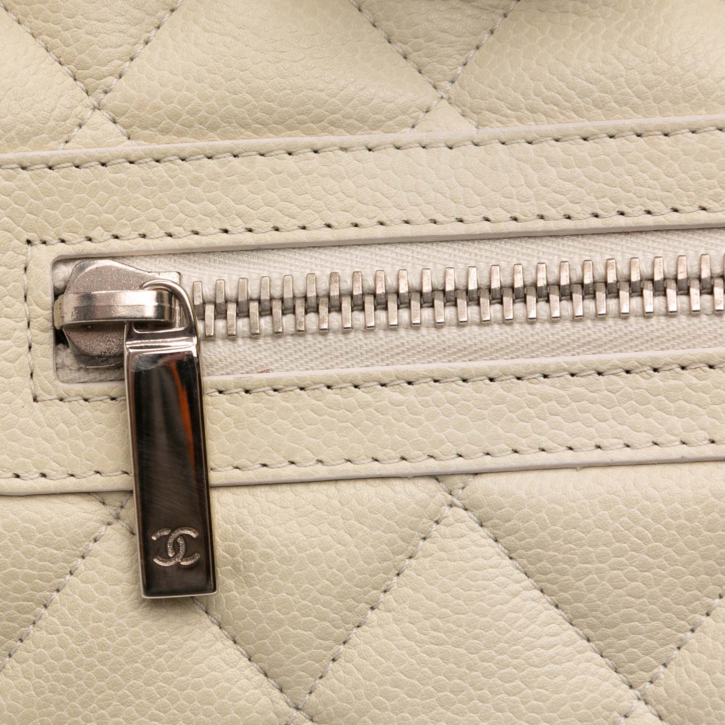 White Chanel Quilted Caviar Coco Cocoon Bowler Bag