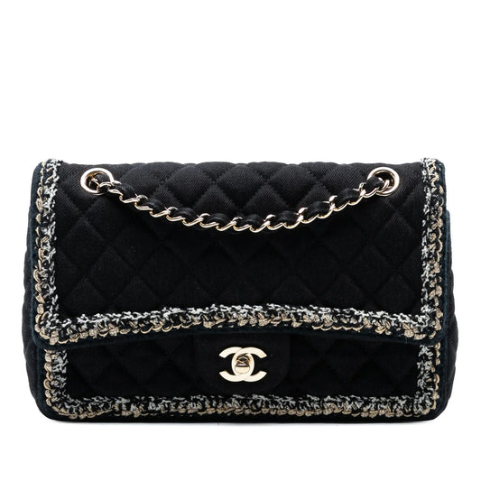 Black Chanel Medium Classic Denim Braided Single Flap Shoulder Bag