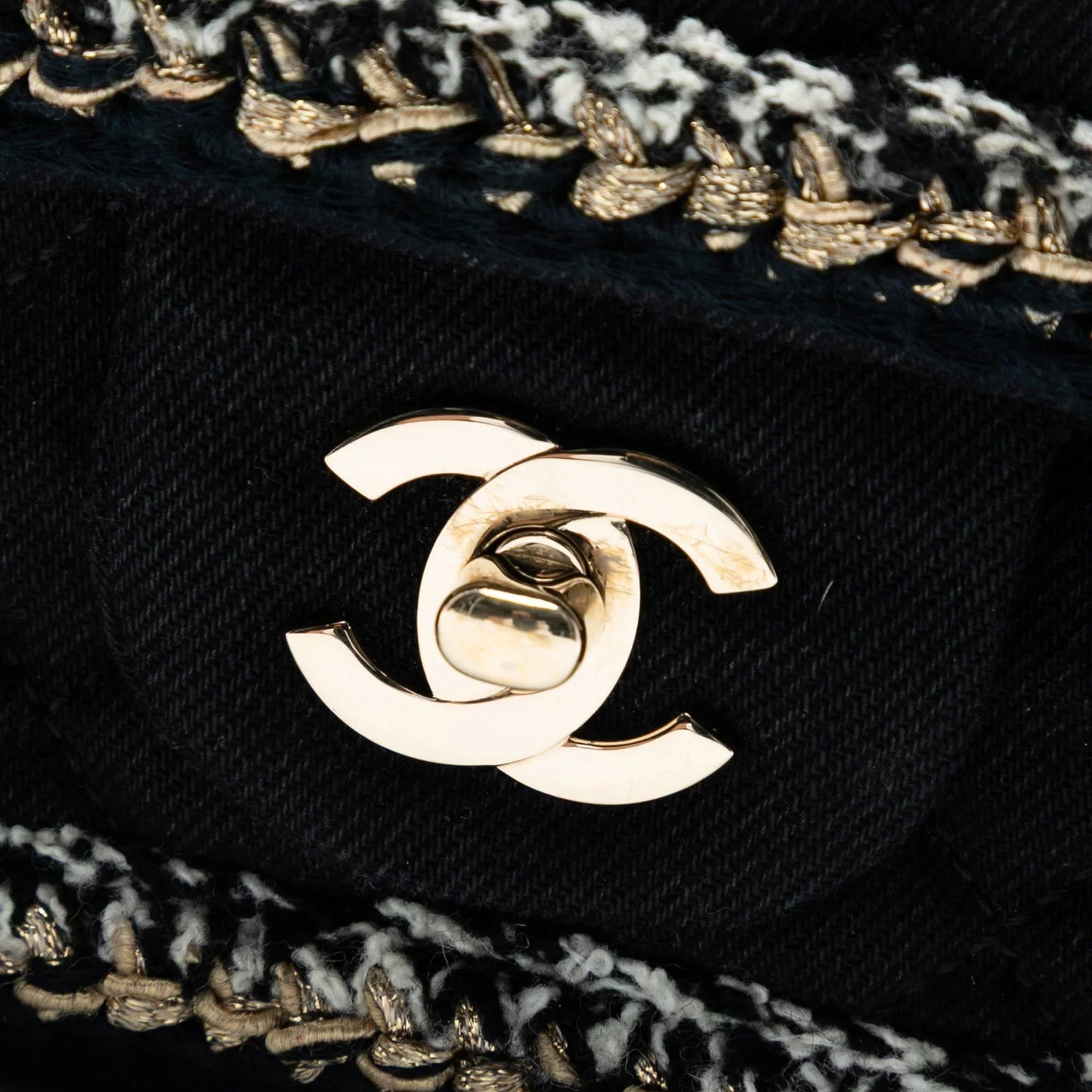 Black Chanel Medium Classic Denim Braided Single Flap Shoulder Bag