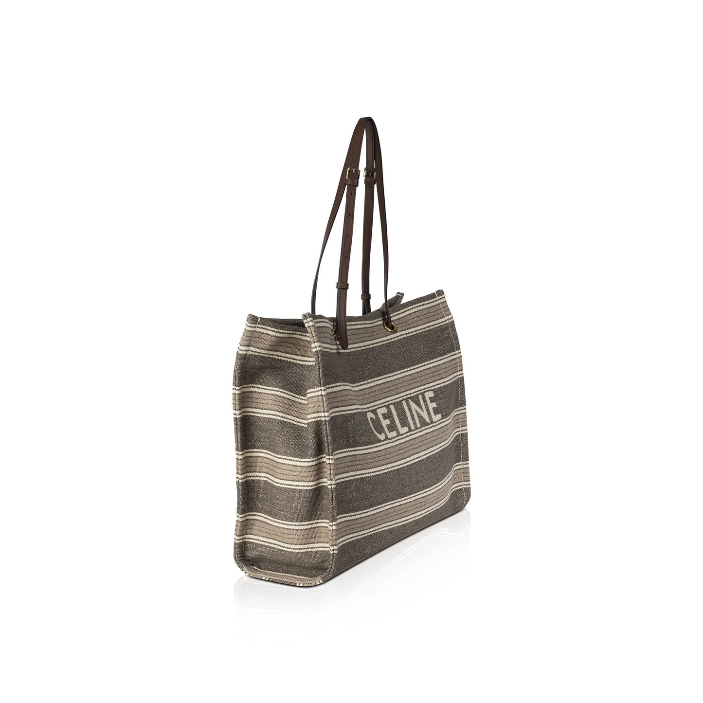 Celine 2019 Striped Jacquard Cabas Tote