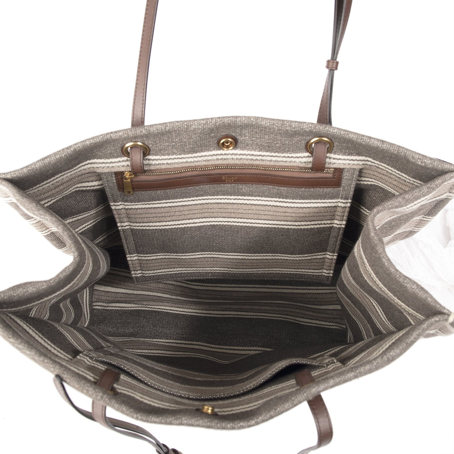 Celine 2019 Striped Jacquard Cabas Tote