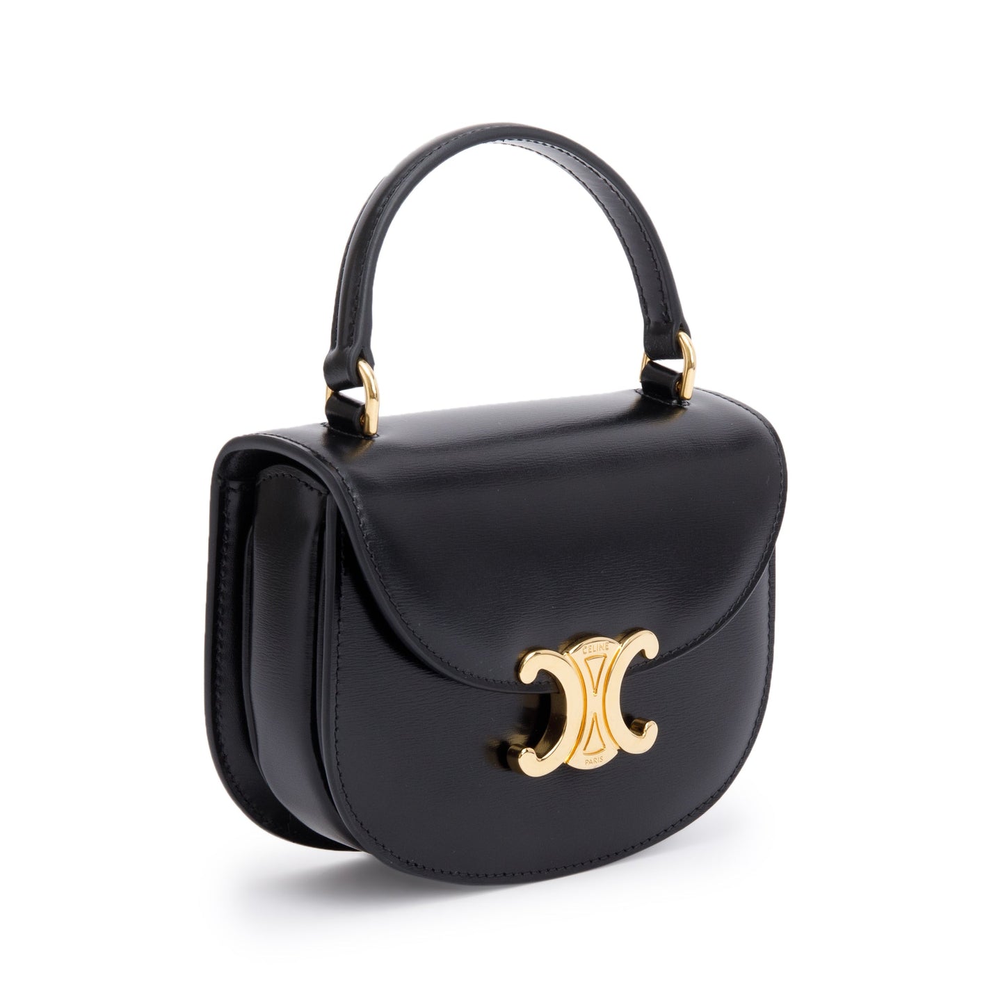 Celine 2021 Black Shiny Calfskin Leather Mini Besace Clea Shoulder Bag