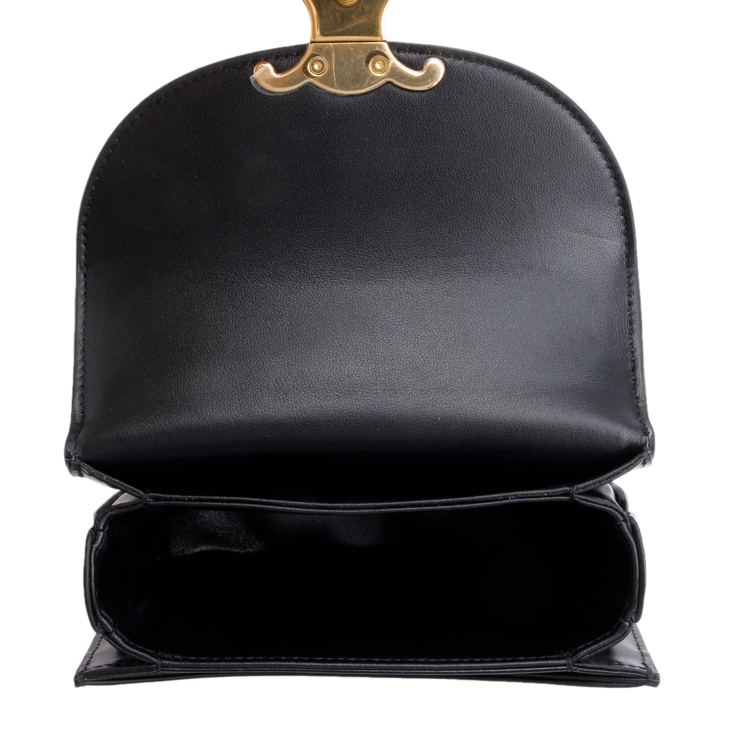 Celine 2021 Black Shiny Calfskin Leather Mini Besace Clea Shoulder Bag