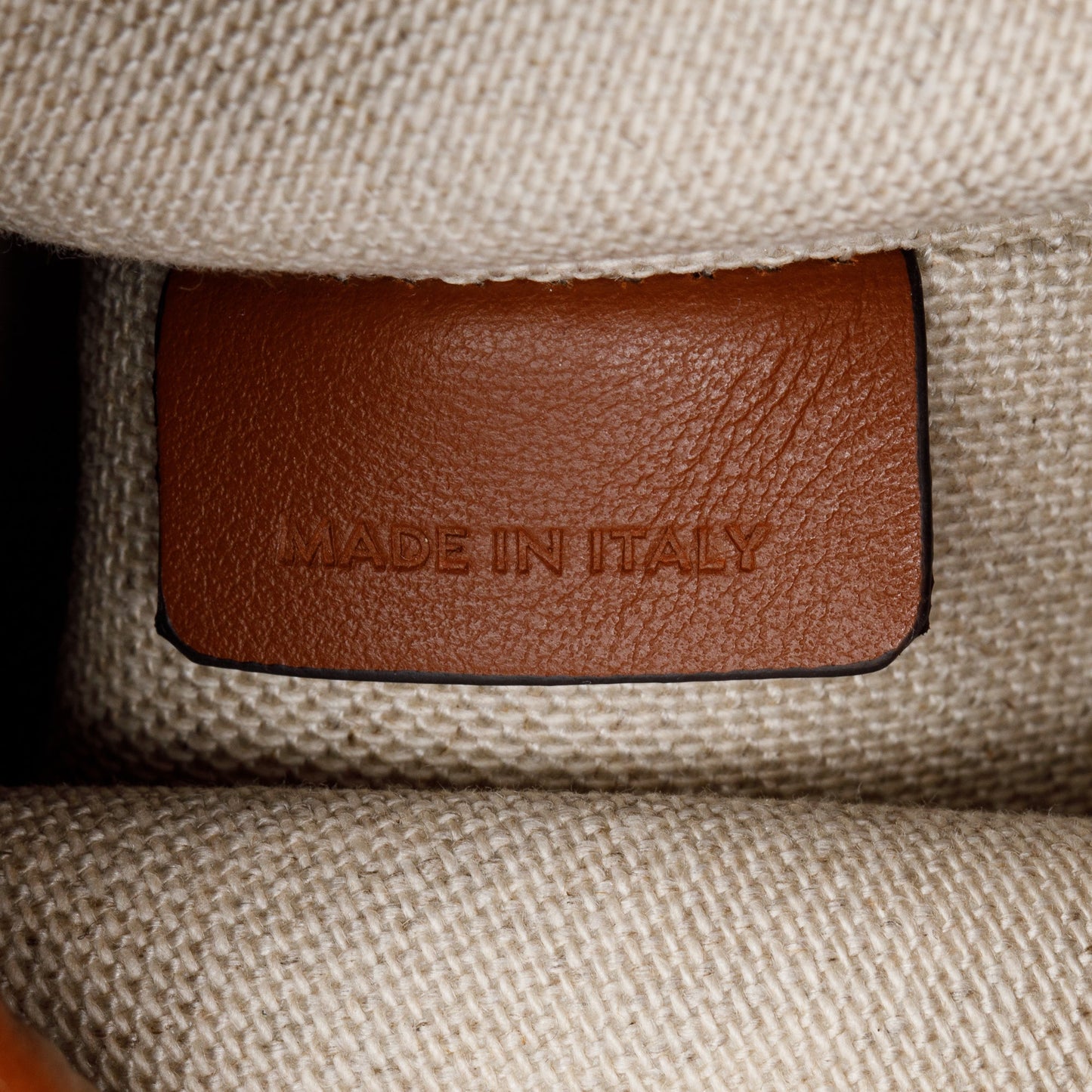 Celine 2022 Neutral Canvas Brown Leather Logo Teen 16 Bucket Bag