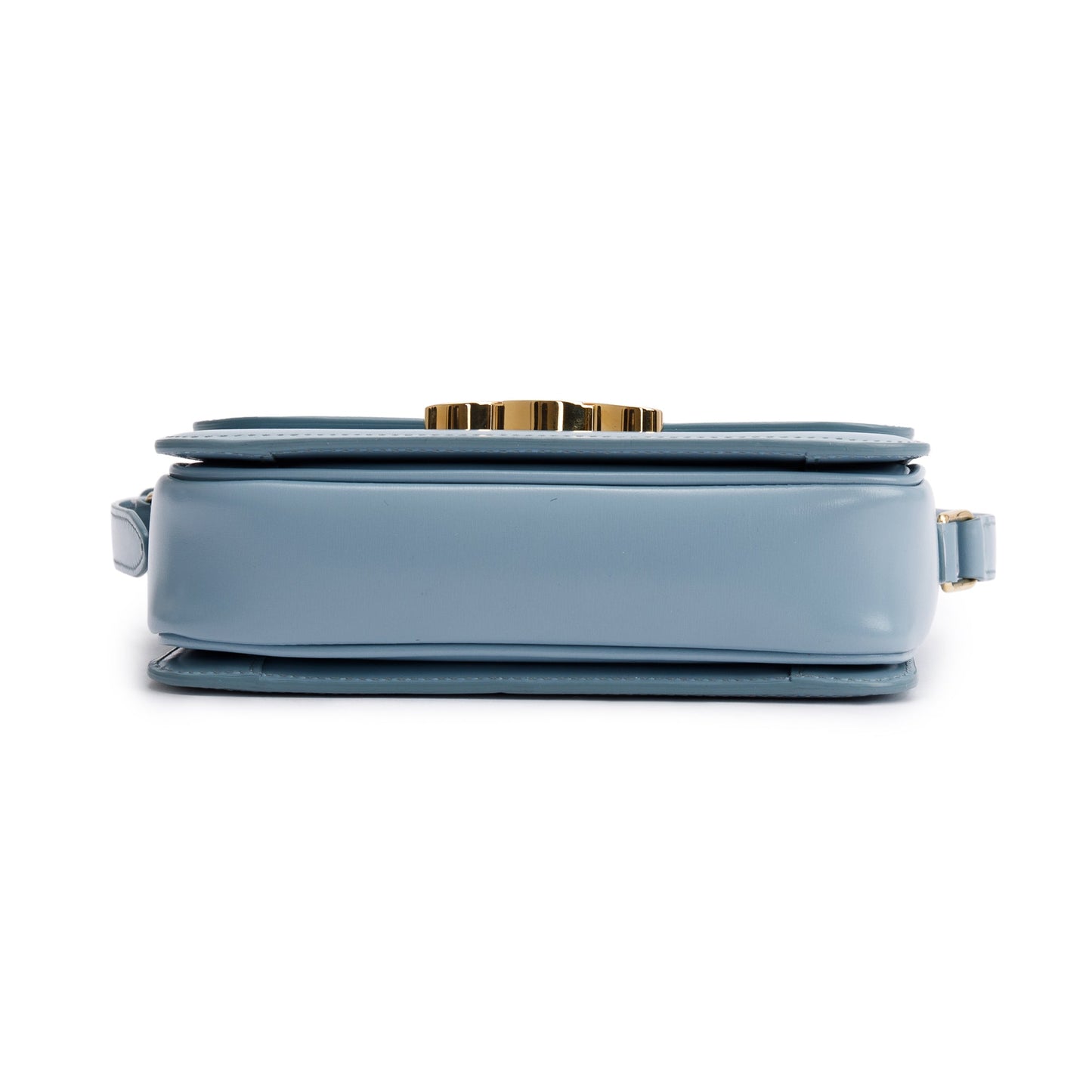 Celine 2023 Blue Shiny Calfskin Leather Teen Triomphe Shoulder Bag