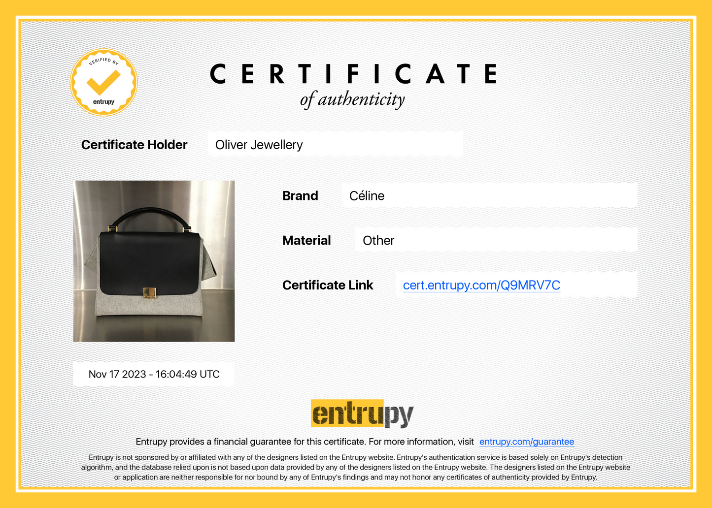 Celine Black Calfskin Leather and Grey Felt Medium Trapeze Bag