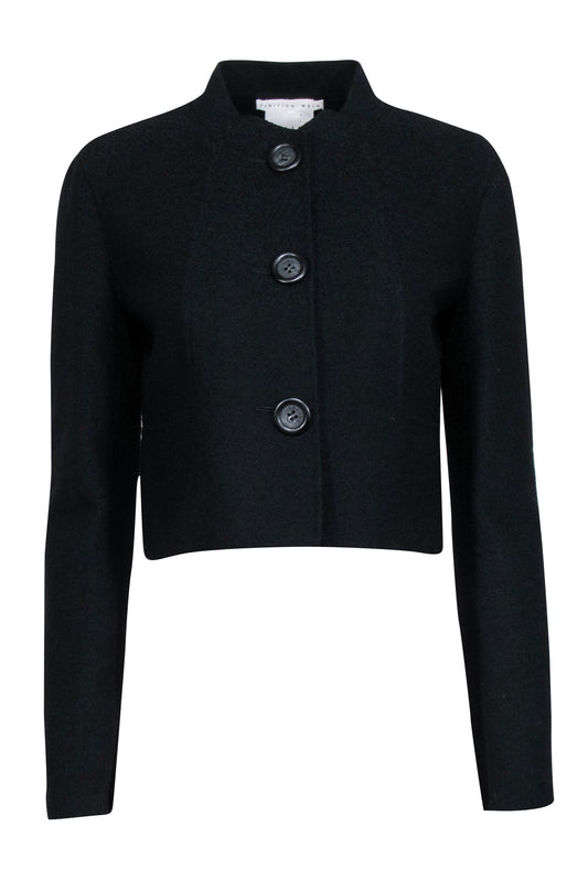 Luxury CELINE - Black Wool Blend Crop Jacket Sz 8