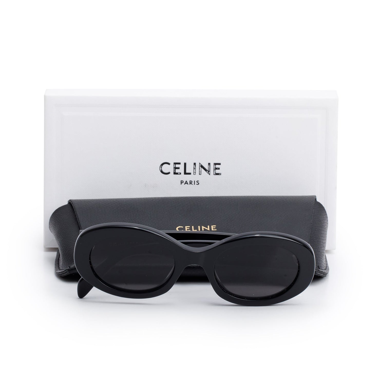 Celine CL40194U Black Acetate Triomphe 01 Oval Sunglasses