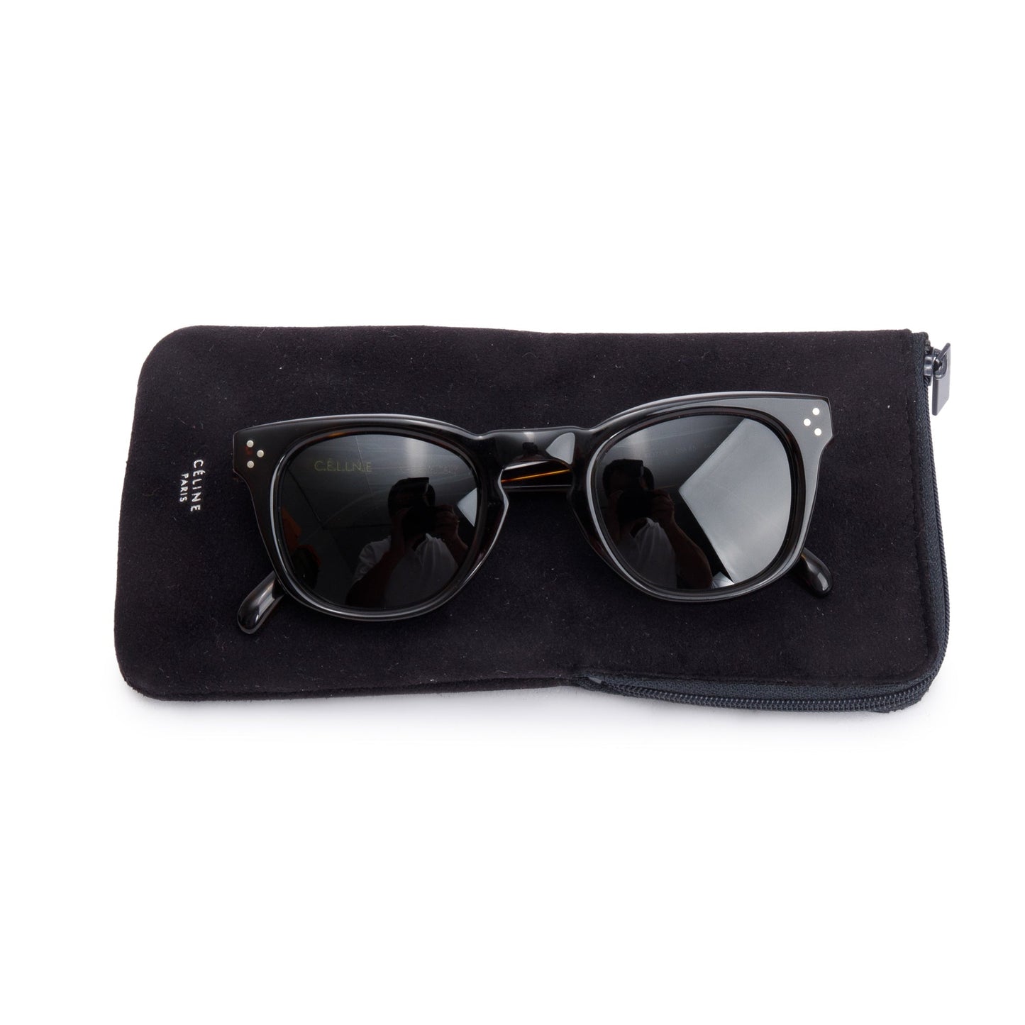 Celine CL41371/S Havana Acetate Round Wayfarer Sunglasses