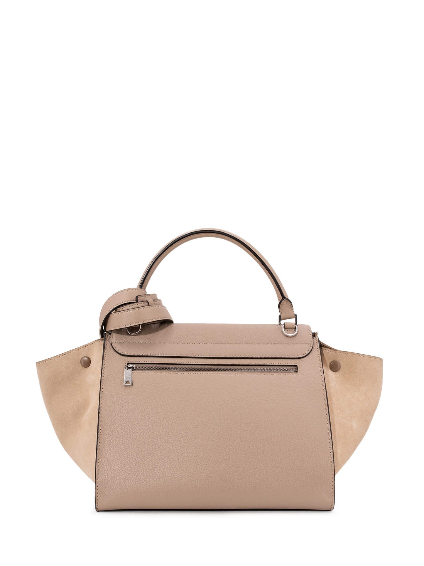 Luxury CELINE Drummed Leather Medium Trapeze Bag Taupe
