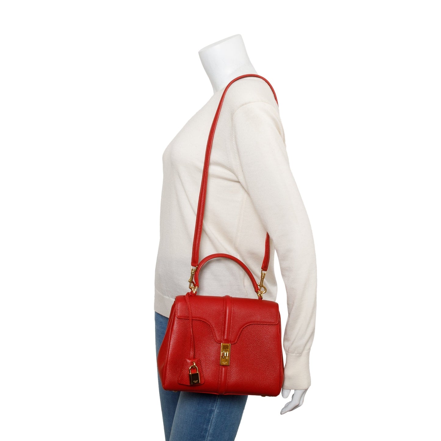 Celine Red Calfskin Leather Small 16 Bag
