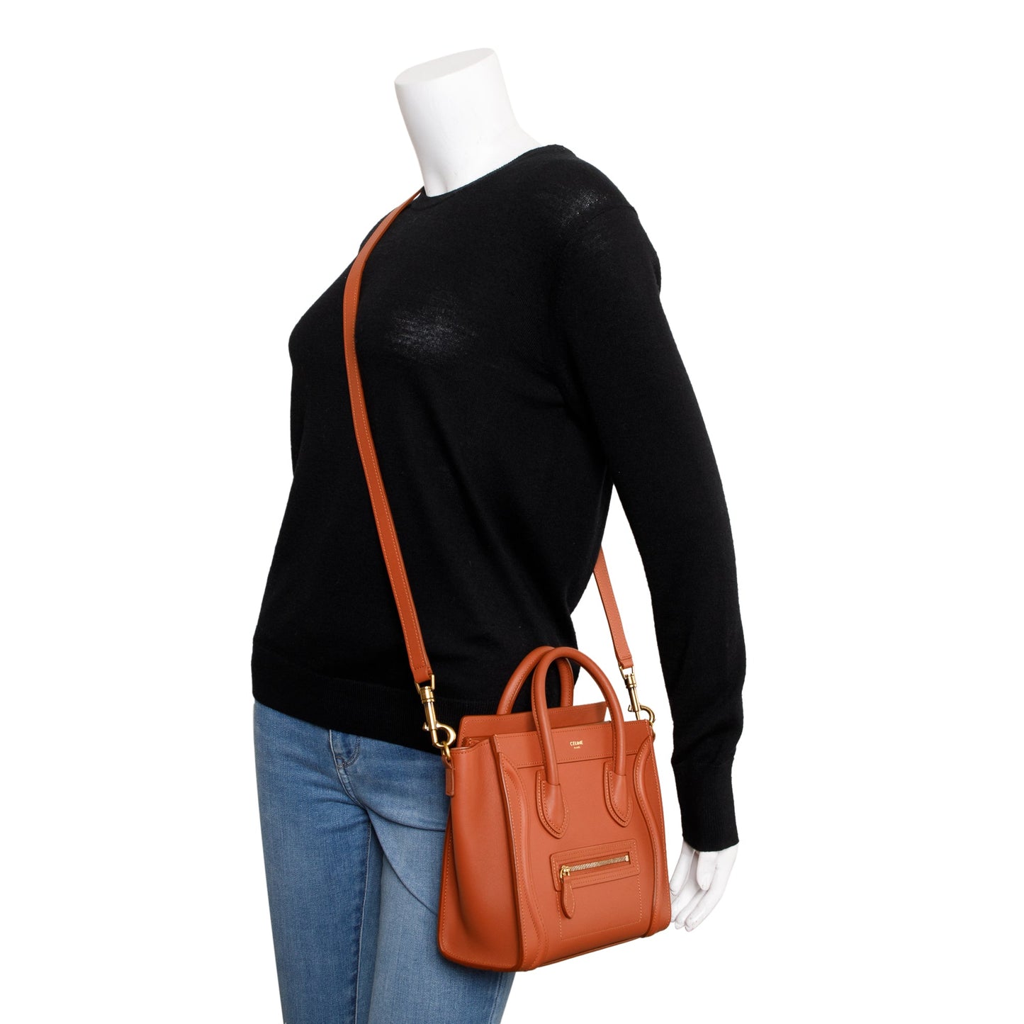 Celine Terracotta Smooth Calfskin Leather Nano Luggage Tote