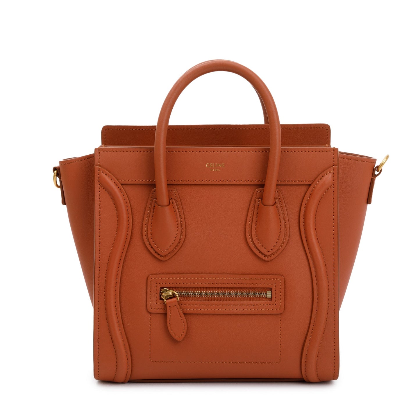 Celine Terracotta Smooth Calfskin Leather Nano Luggage Tote
