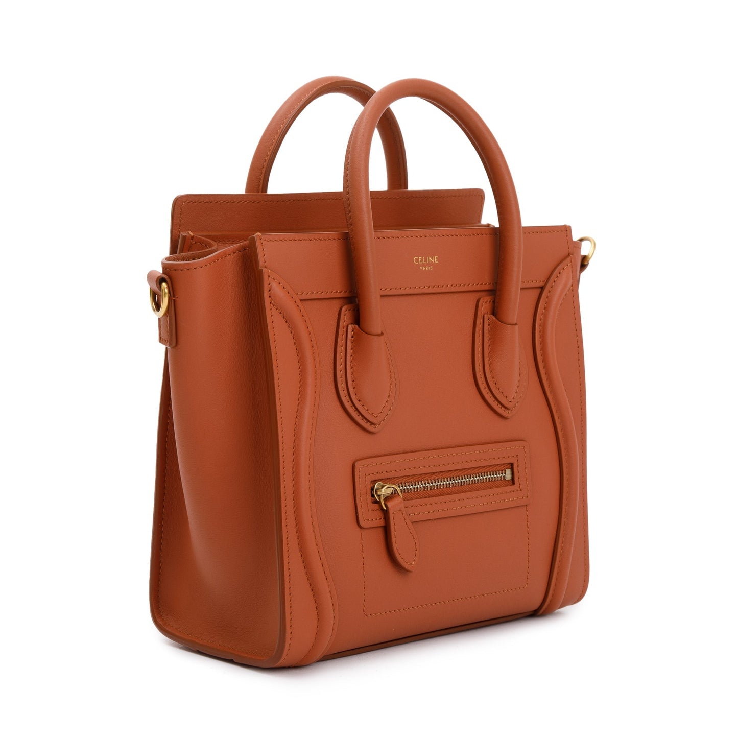 Celine Terracotta Smooth Calfskin Leather Nano Luggage Tote