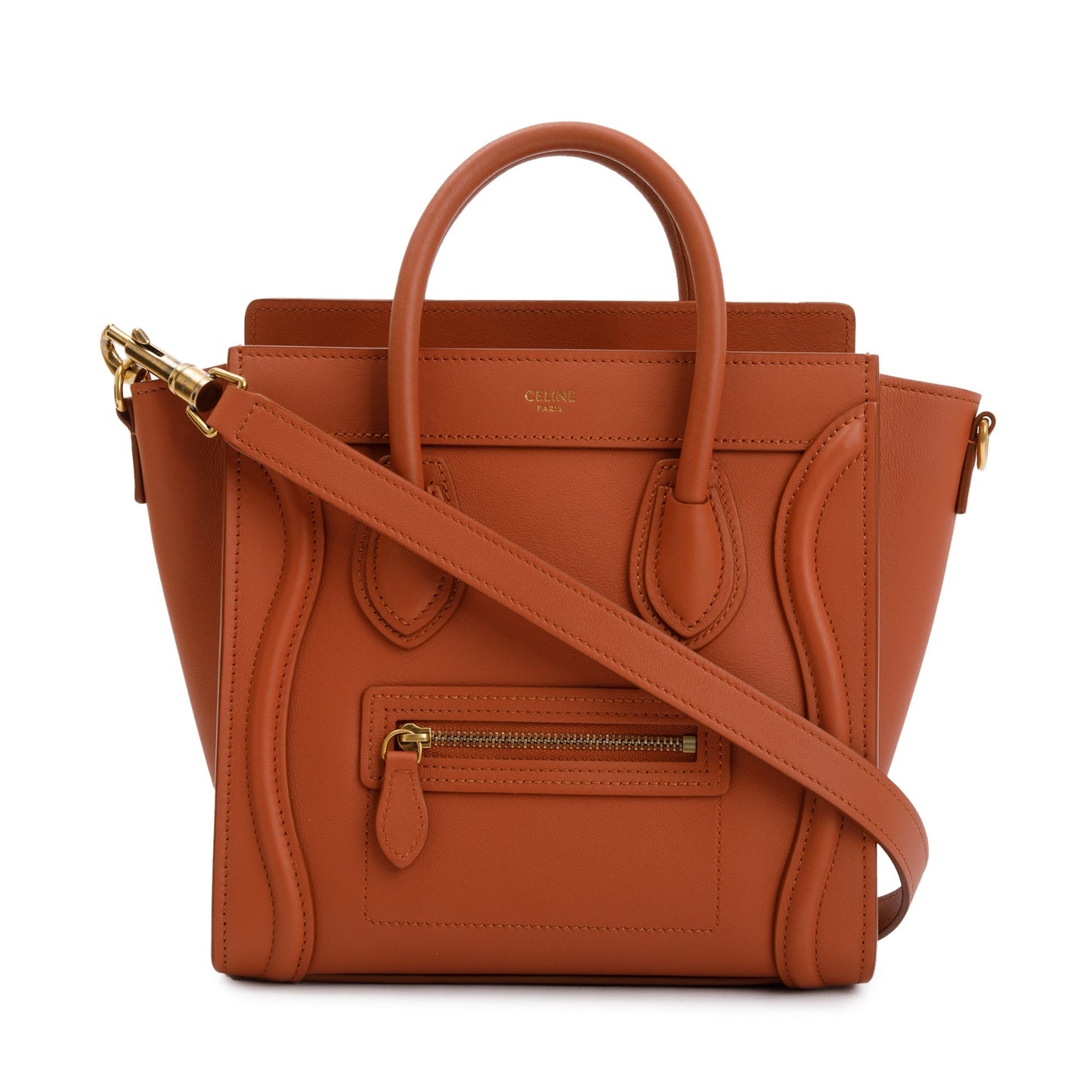 Celine Terracotta Smooth Calfskin Leather Nano Luggage Tote