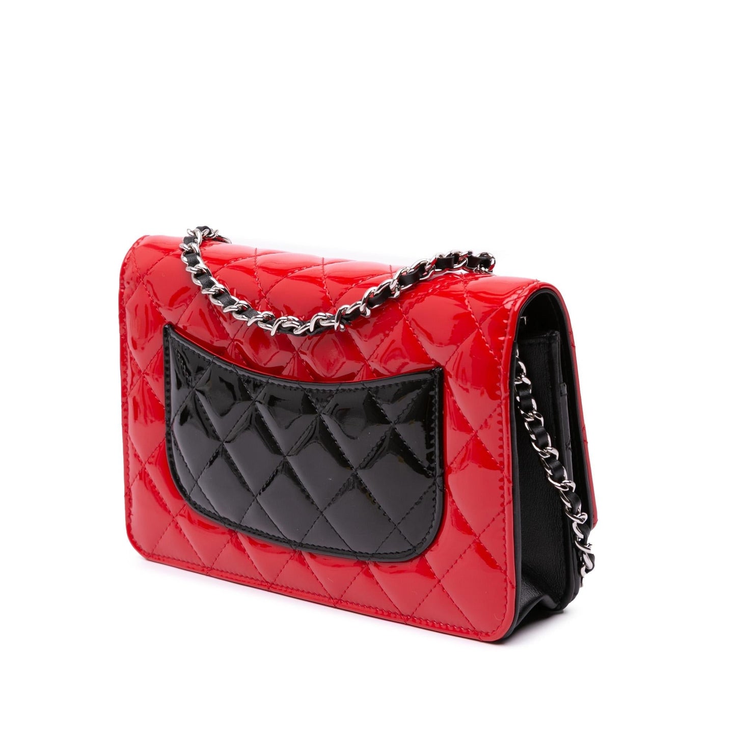 Chanel CC Bicolor Quilted Patent Wallet on Chain