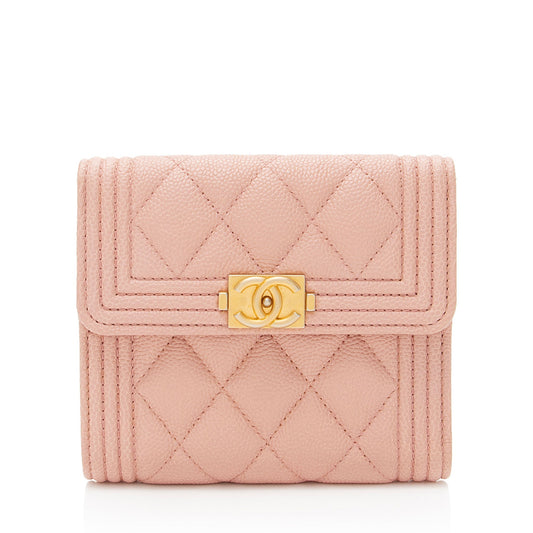Chanel Caviar Leather Boy Compact Wallet