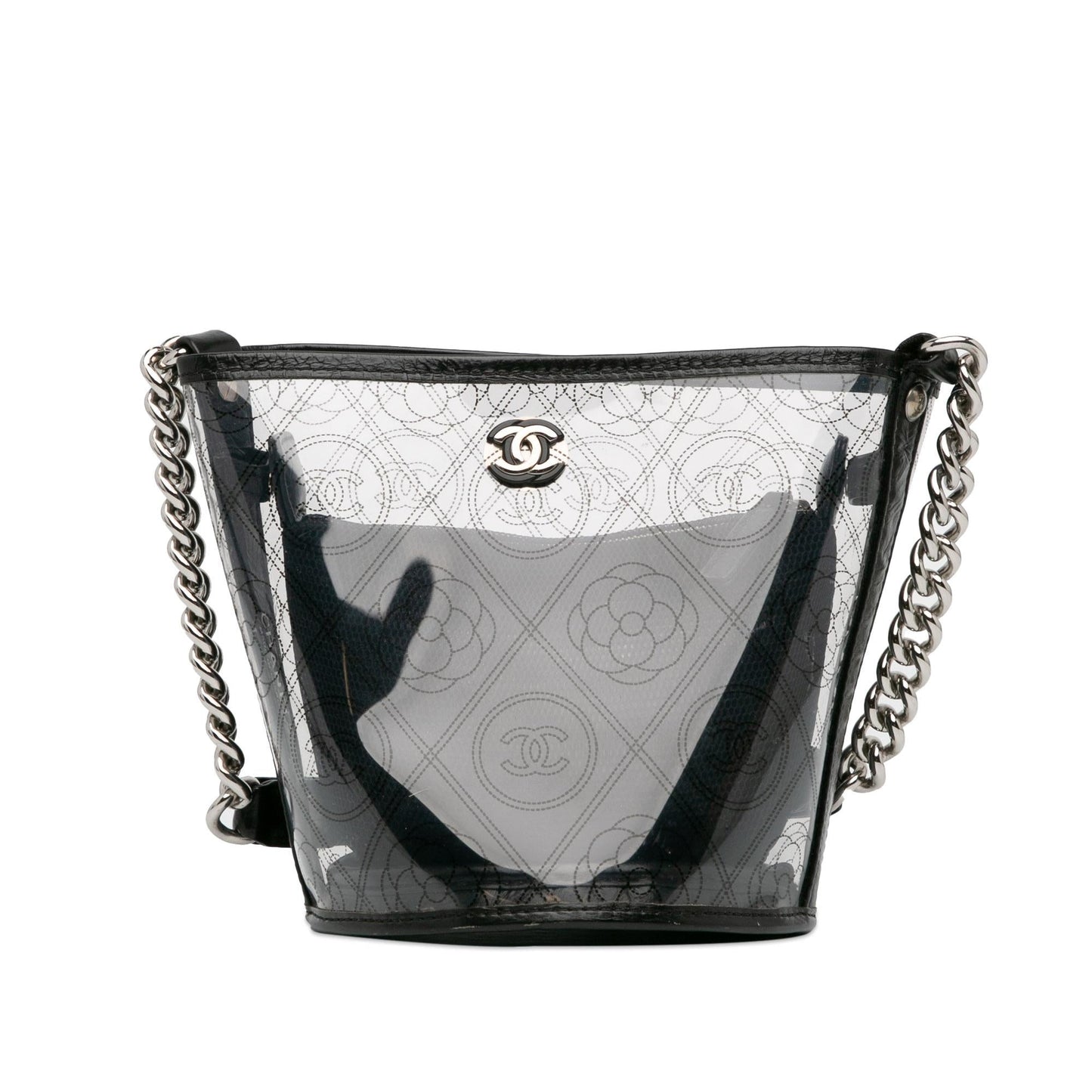 Chanel Crumpled Calfskin PVC Camellia Bucket (SHG-MQacNp)