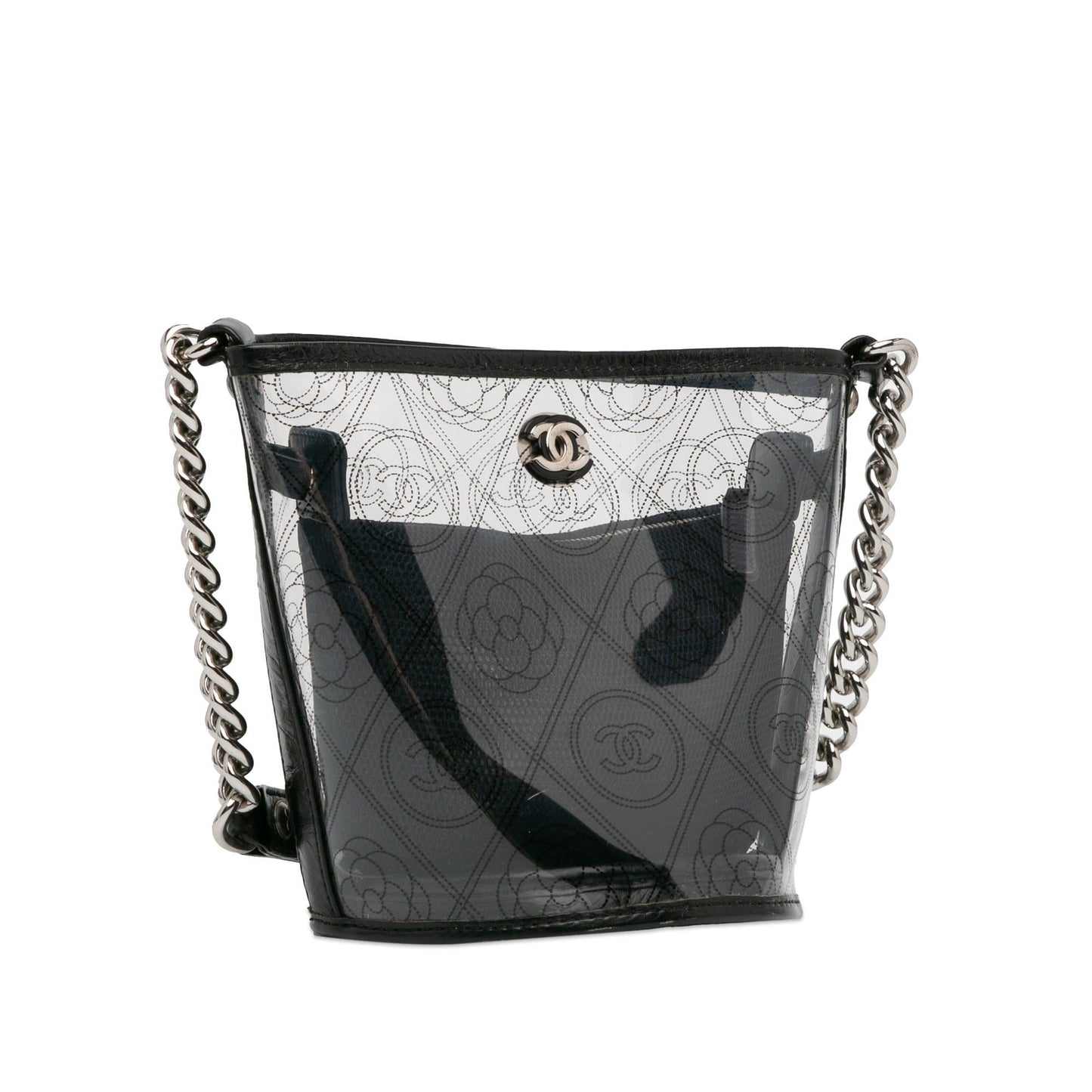 Chanel Crumpled Calfskin PVC Camellia Bucket (SHG-MQacNp)
