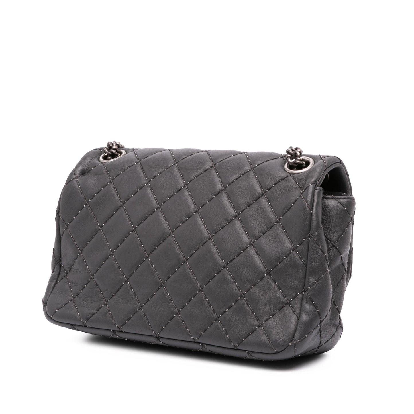Chanel Quilted Lambskin Stitched Single Flap